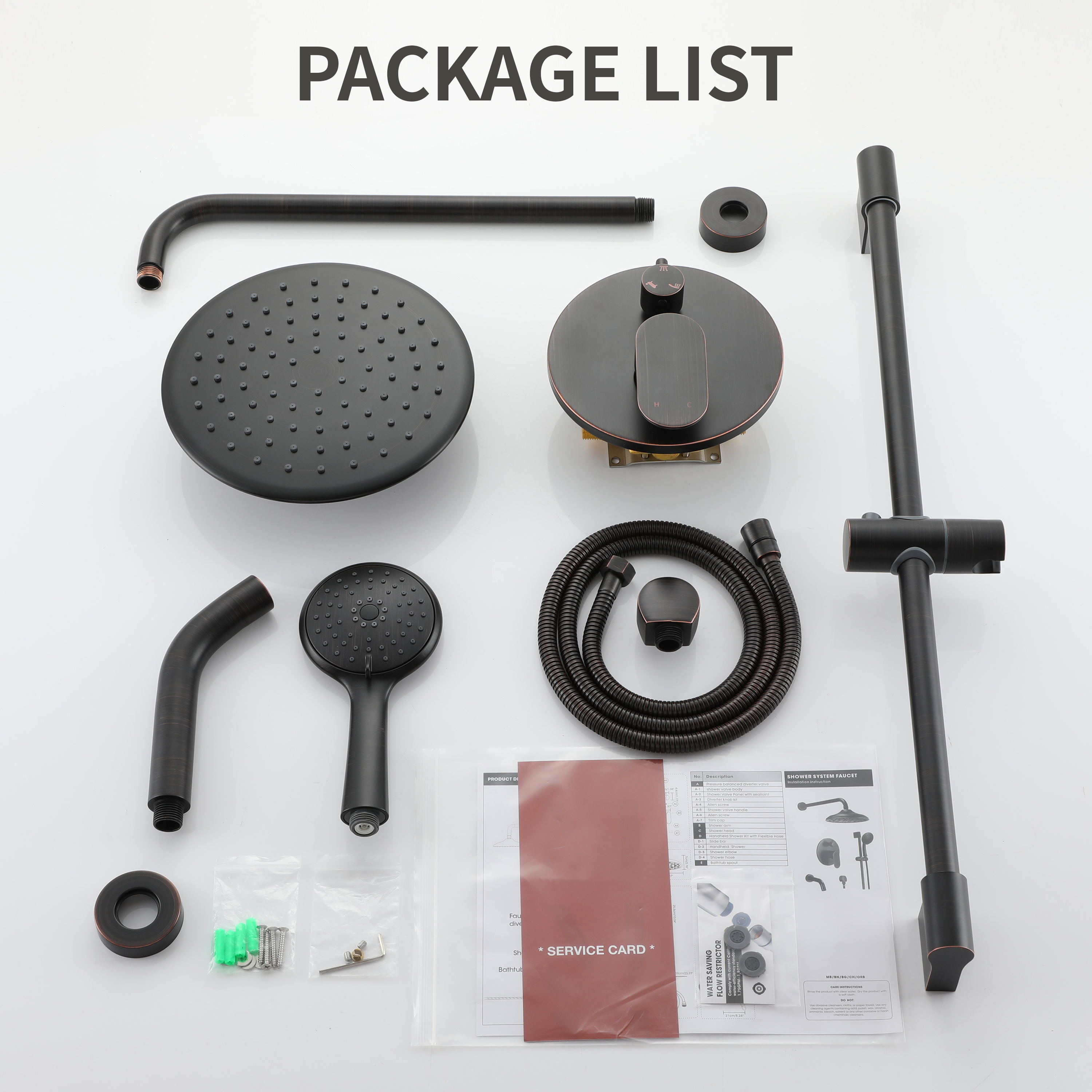 9" 3-Function Shower Faucet Set with Tub Spout & Slide Bar