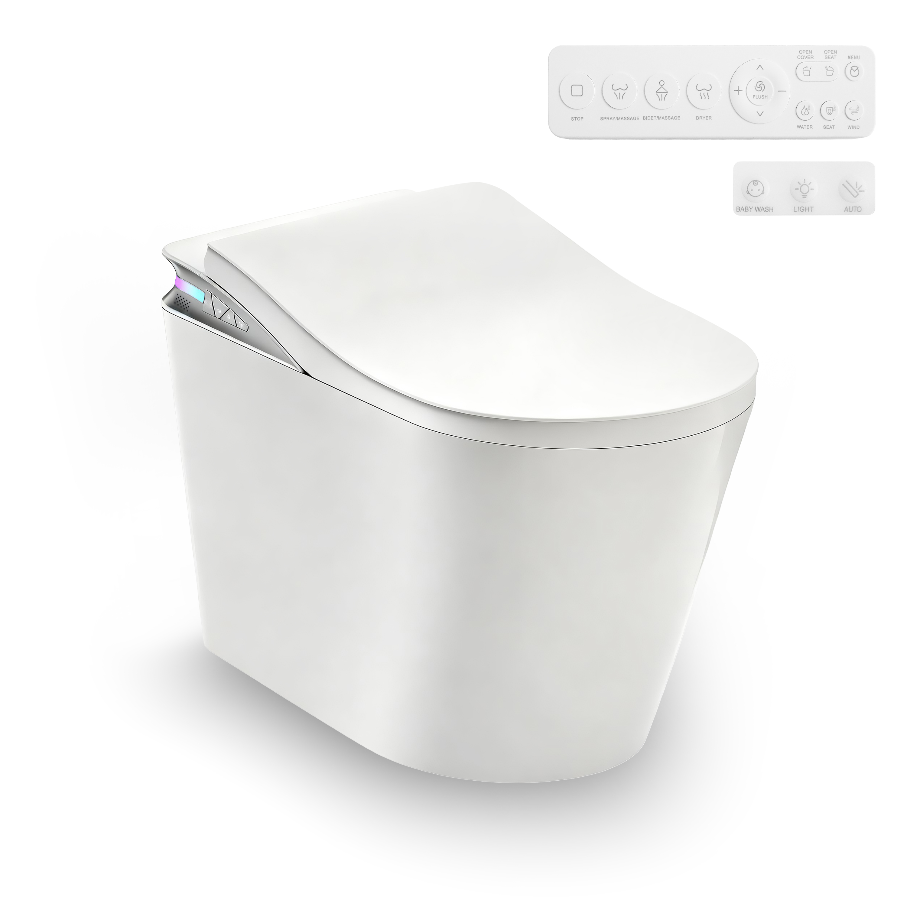 One-Piece Chair Height Elongated Smart Bidet Toilet with Auto Lid, Foam Shield Protection & Dual Flush