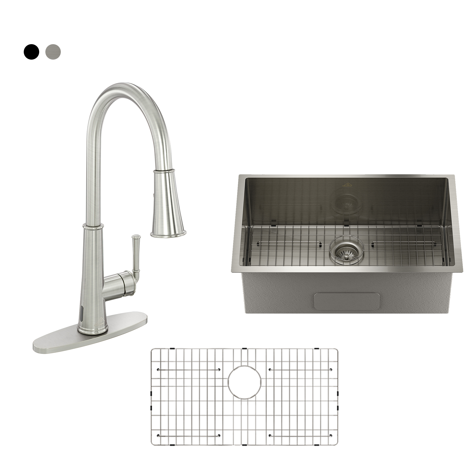 Undermount Stainless Steel 32-inch Single Bowl Kitchen Sink in Brushed with LED and Infrared Sensor Kitchen Faucet
