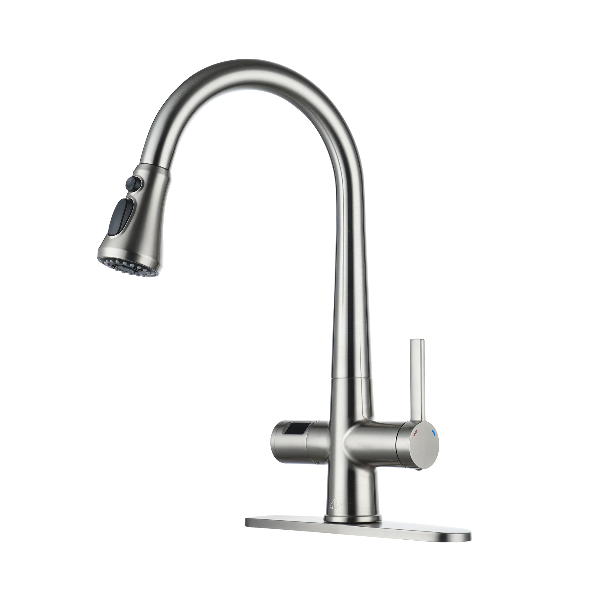 CASAINC Single-Handle Pull-Out Sprayer Kitchen Faucet with Digital Display single hole deck plate single handle type