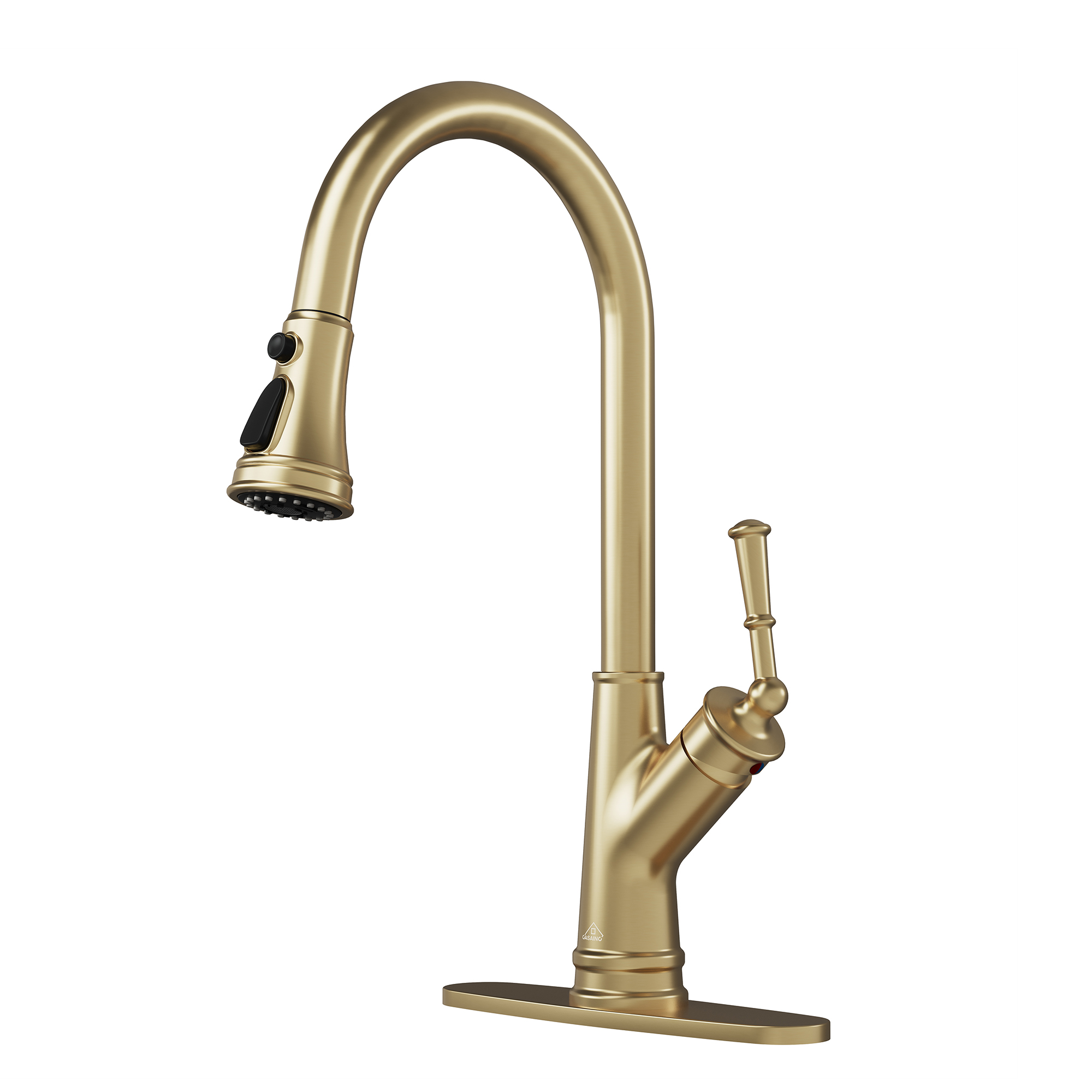 CASAINC Single-Handle Kitchen Faucet with Pull-Out Sprayer in Brushed Nickel/Matte Black/Matte White/Brushed Gold