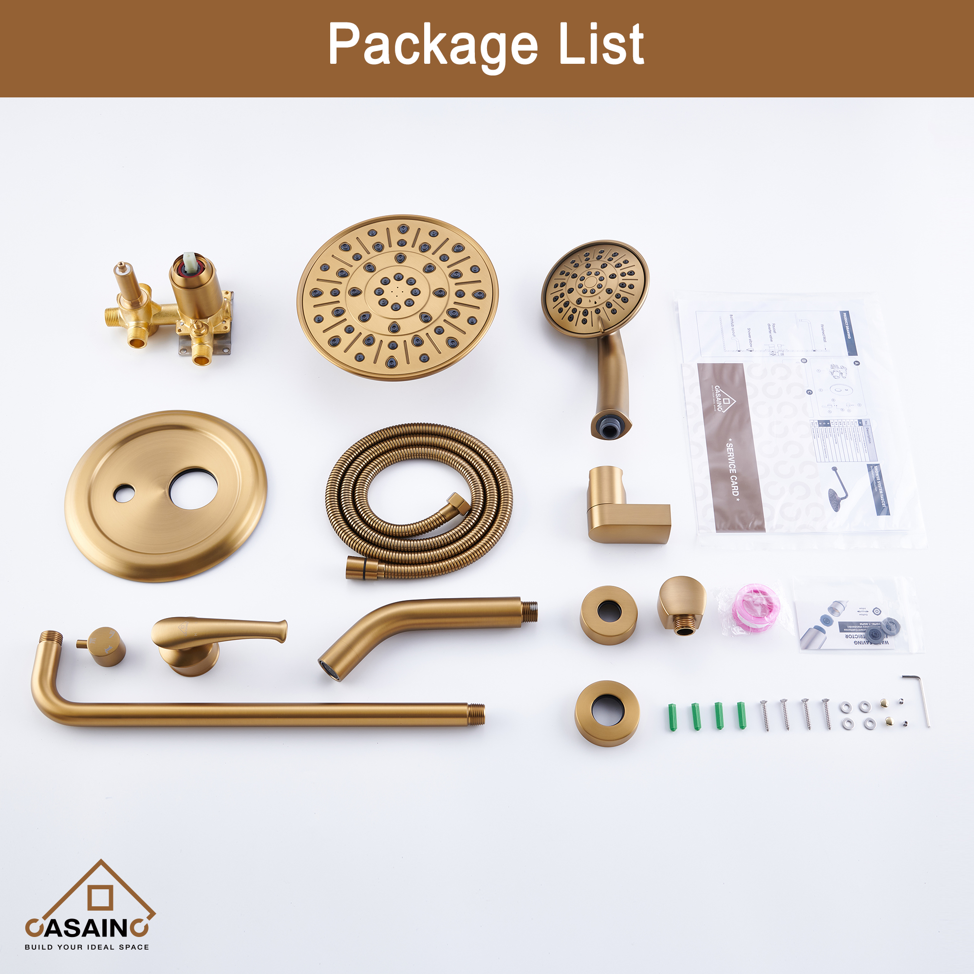 CASAINC 8.3 inch Wall-mounted Rain Shower Faucet with Pressure Balanced Valve