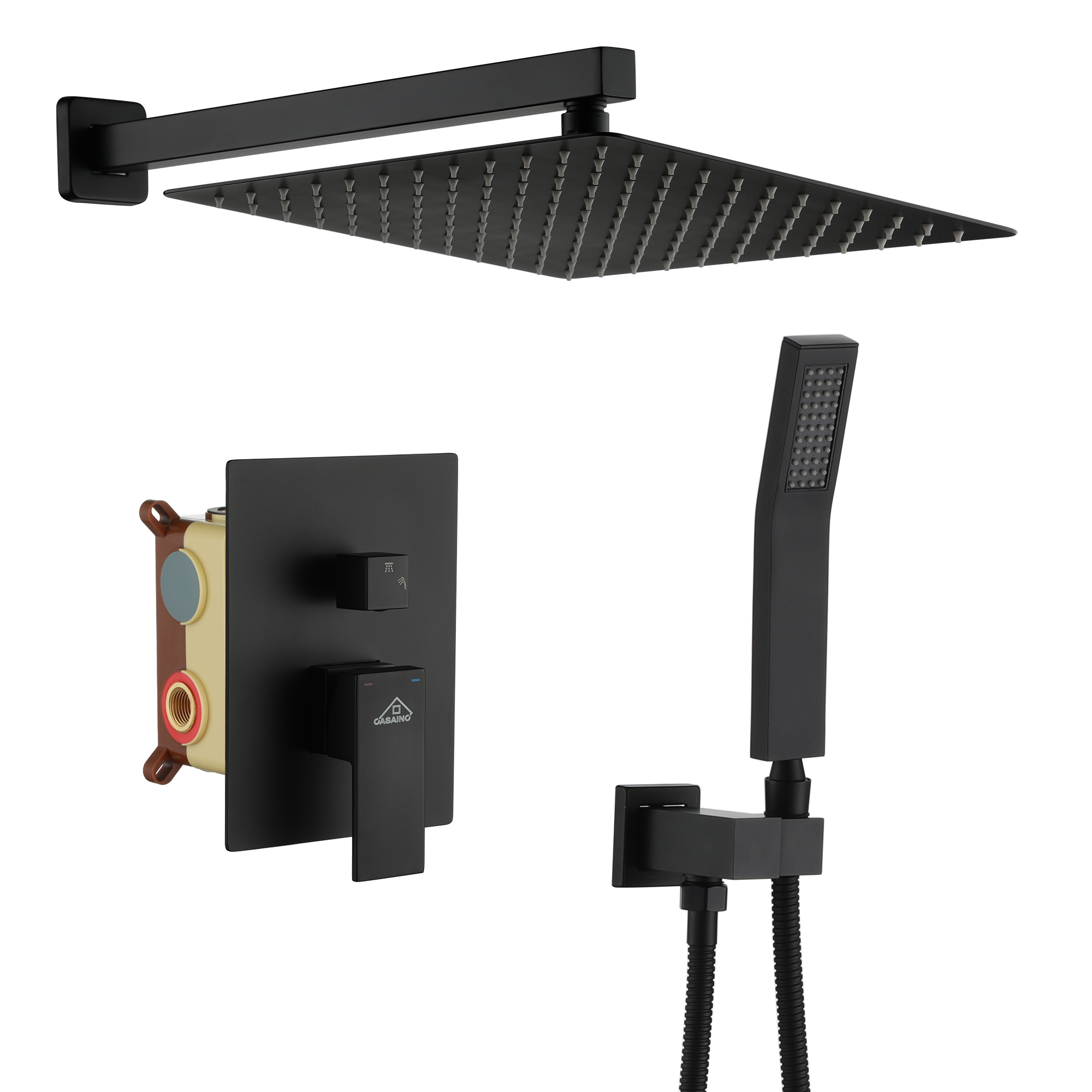 12" Shower System Matte Black 2-Function Concealed Showerhead