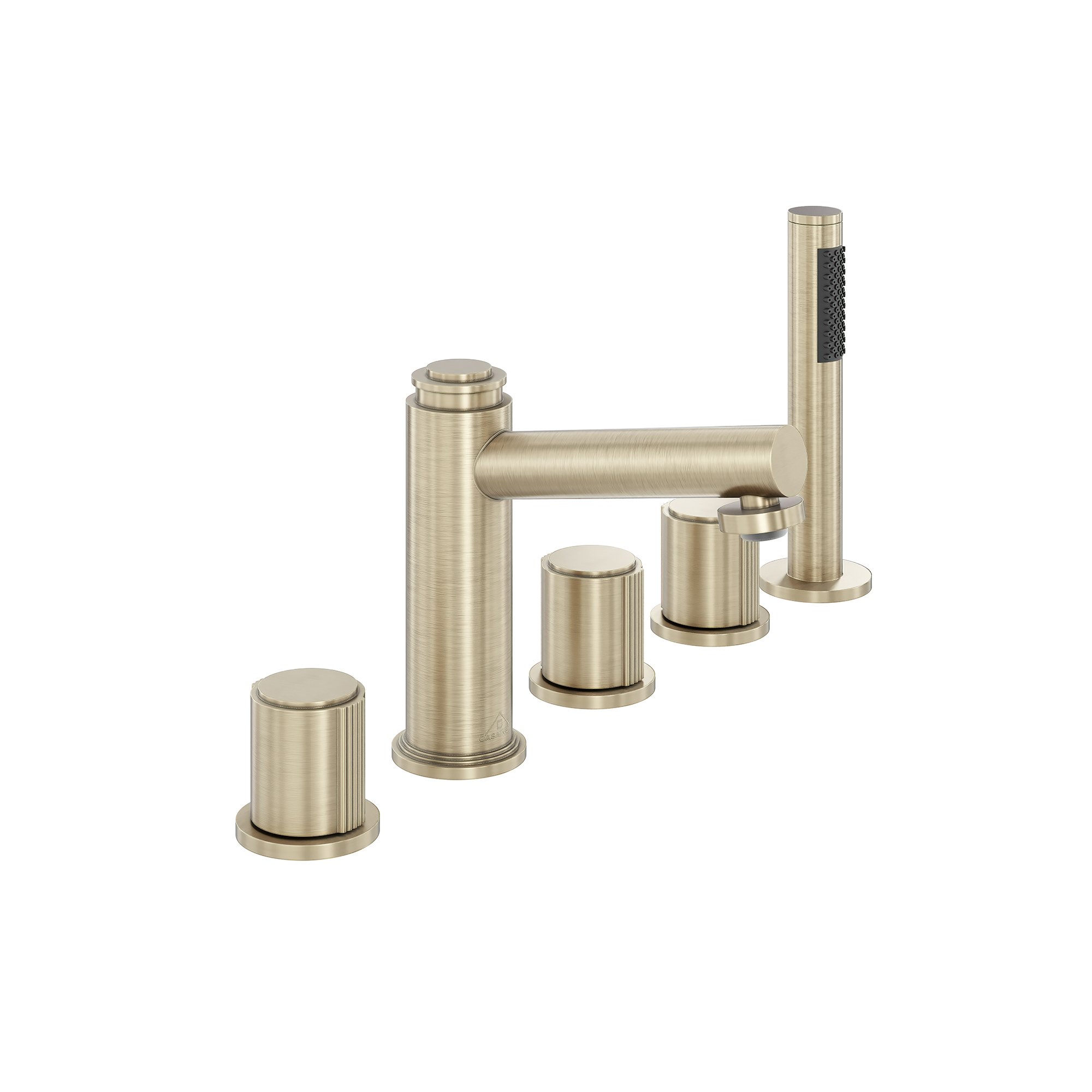 CASAINC 3-Handle Deck-Mount Roman Tub Faucet with Hand Shower and Pop-Up Drain in Spot-Resistant Brushed Champagne Gold