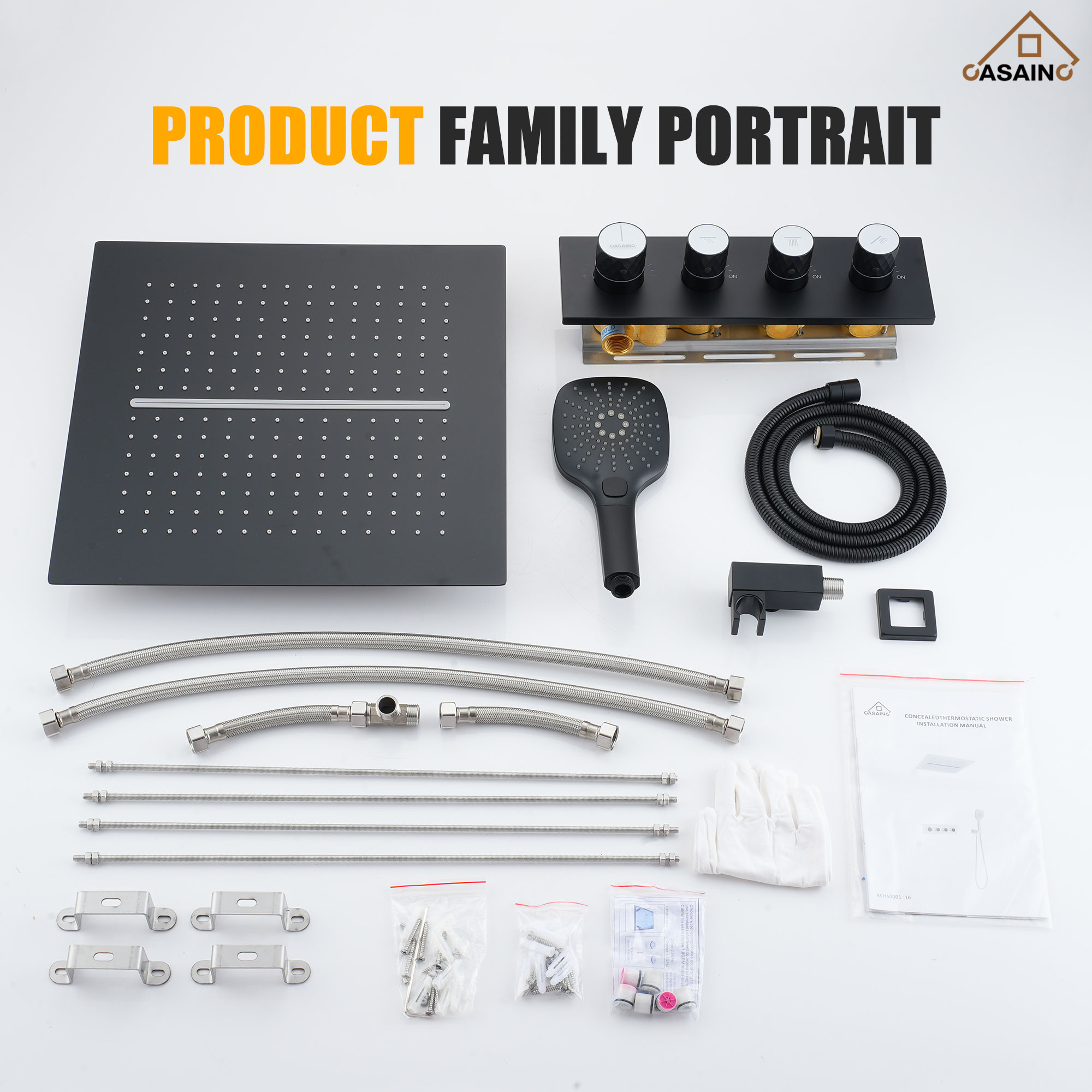 16'' Concealed Multi-Function Shower System 3-Spray Modes Showerhead