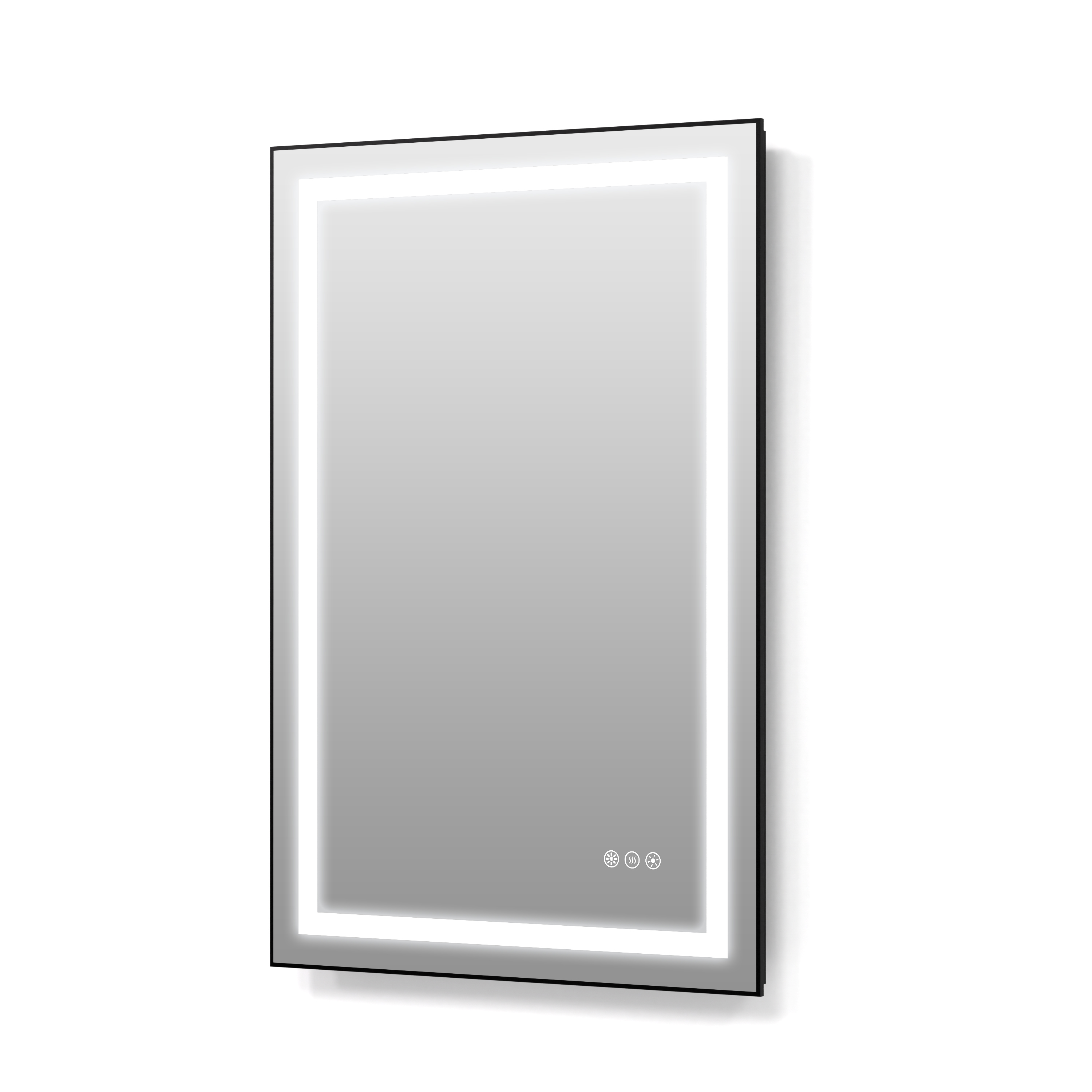 LED Bathroom Mirror with Black Aluminum Frame, Backlit & Front Lighting
