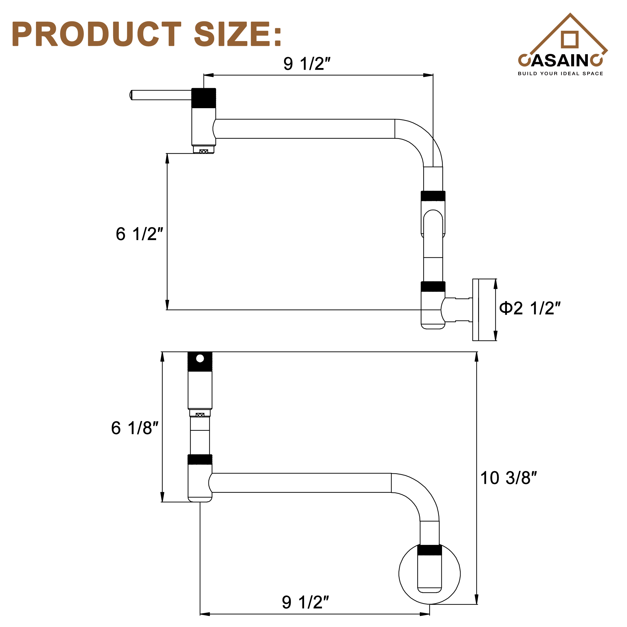 Wall-Mount Pot Filler Kitchen Faucet with Adjustable Folding Arm