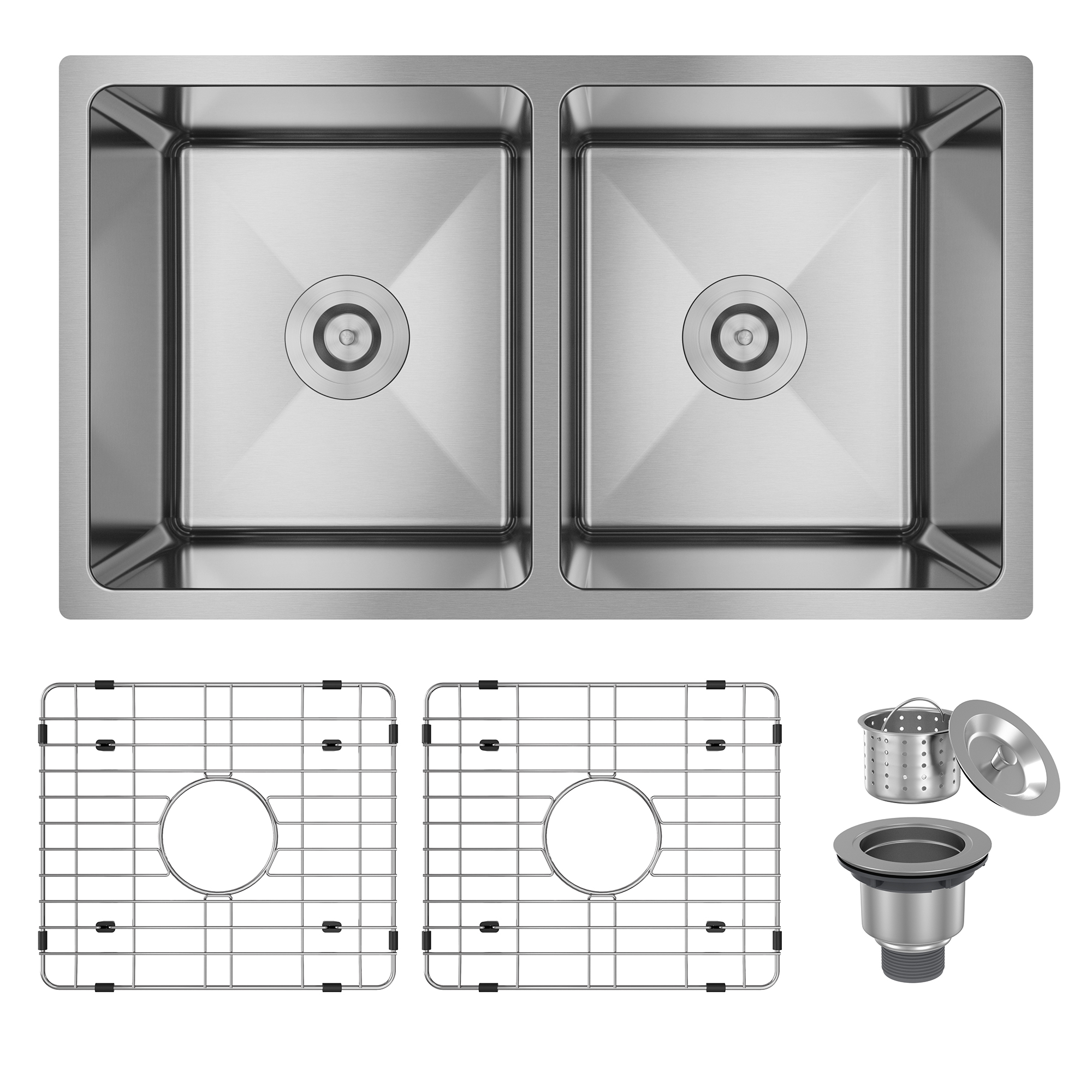 31 inch SUS304 Stainless Steel Double Bowl Undermount Workstation Kitchen  Sink 18 gauge