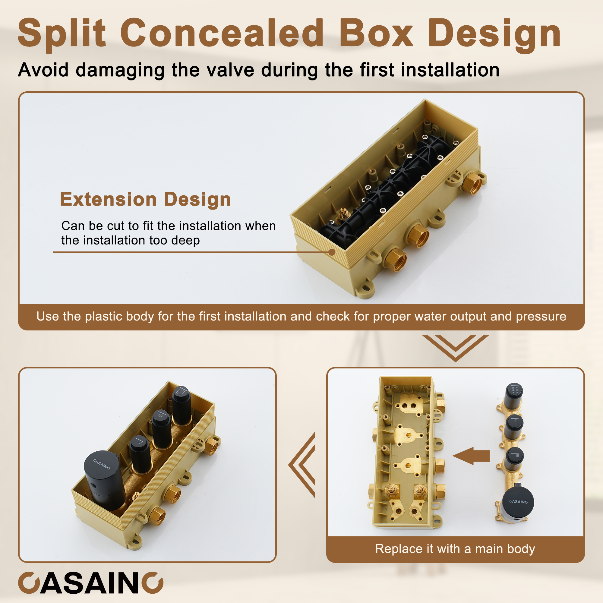 12'' Shower System With 3-Function Shower Head & 6 Body Jets