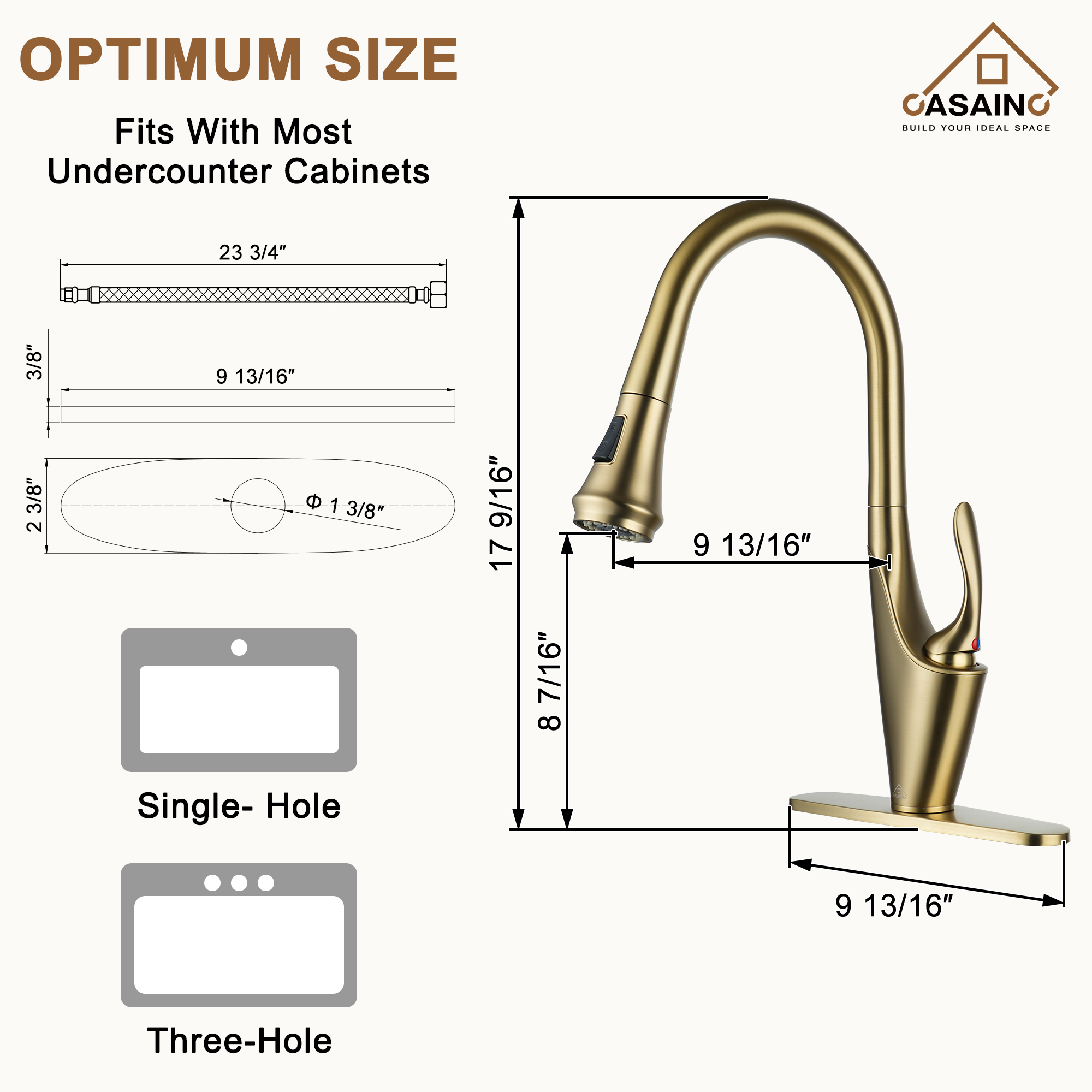 CASAINC Single-Handle Kitchen Faucet with  Pull-Out Sprayer