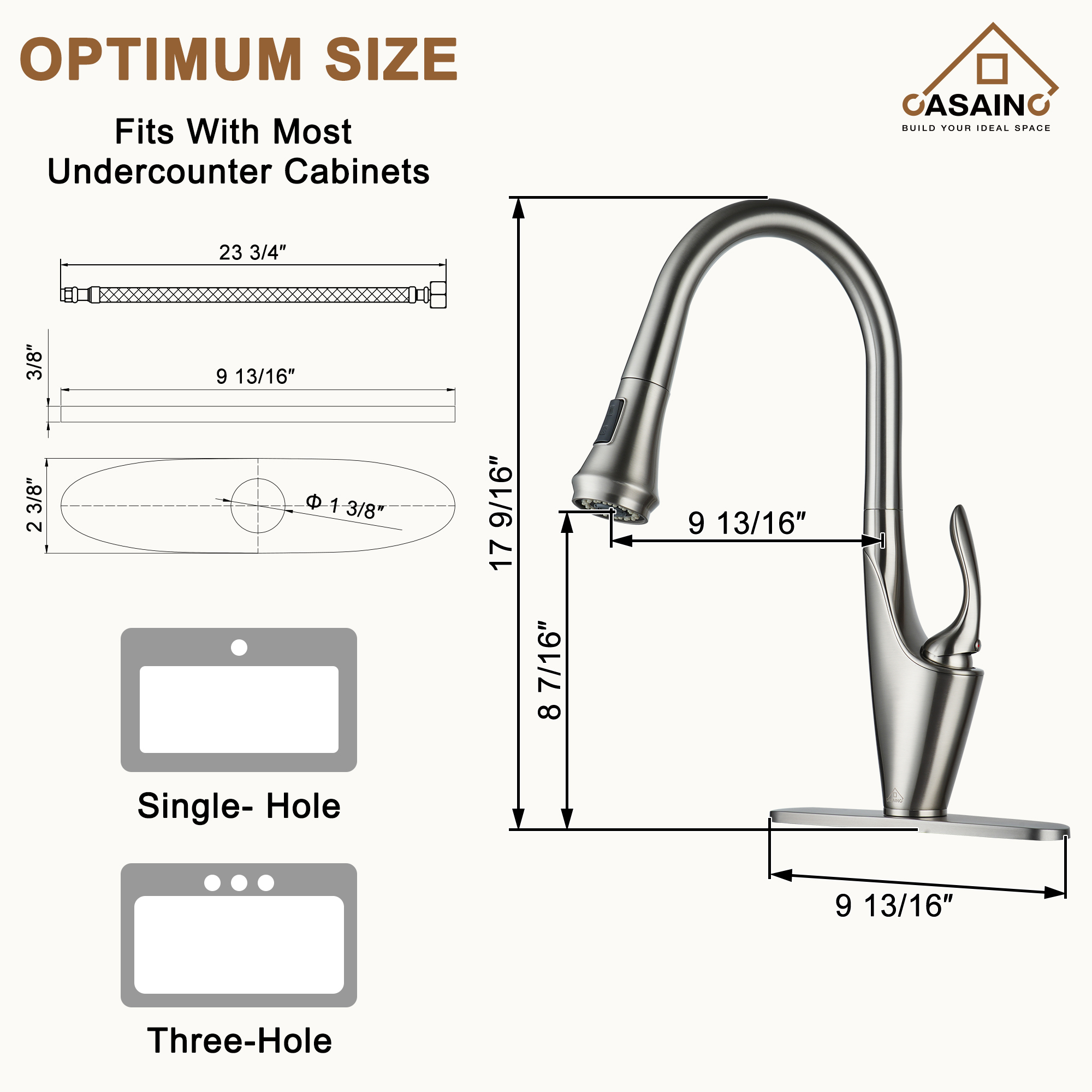 CASAINC Single-Handle Kitchen Faucet with  Pull-Out Sprayer