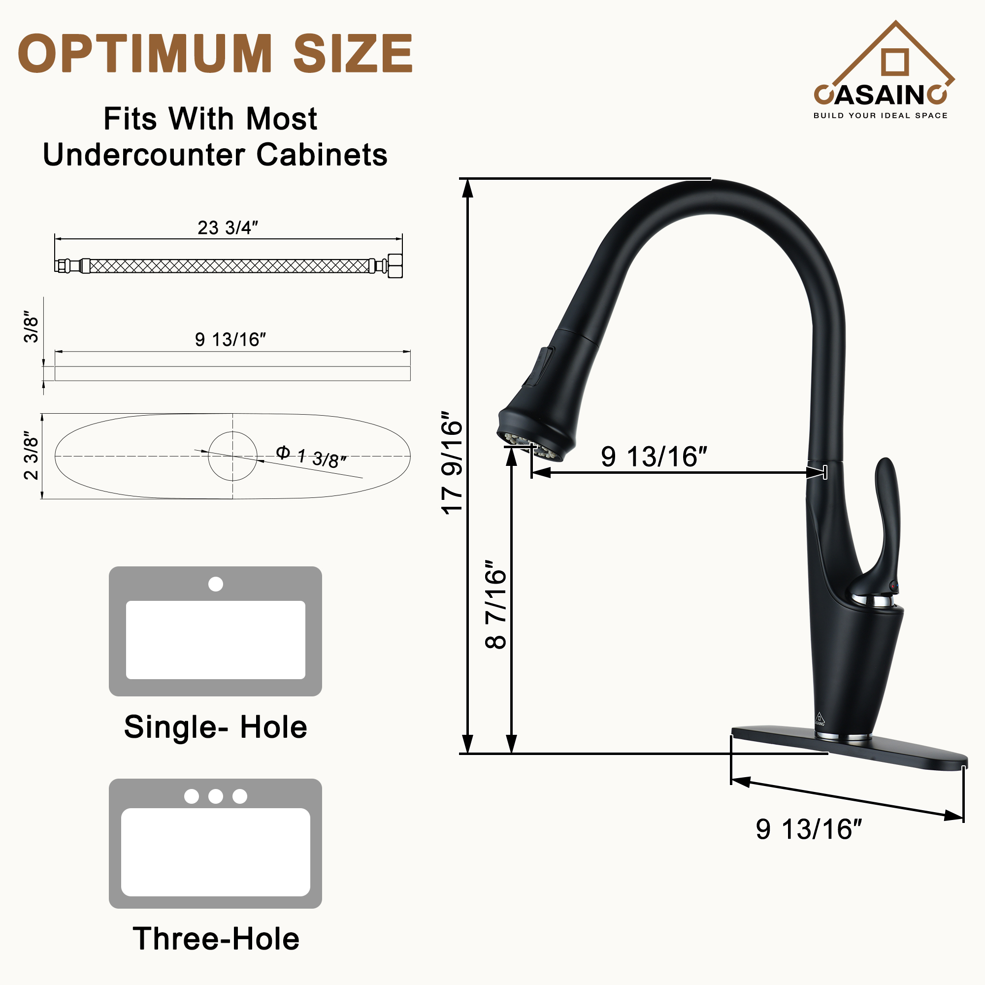 CASAINC Single-Handle Kitchen Faucet with  Pull-Out Sprayer