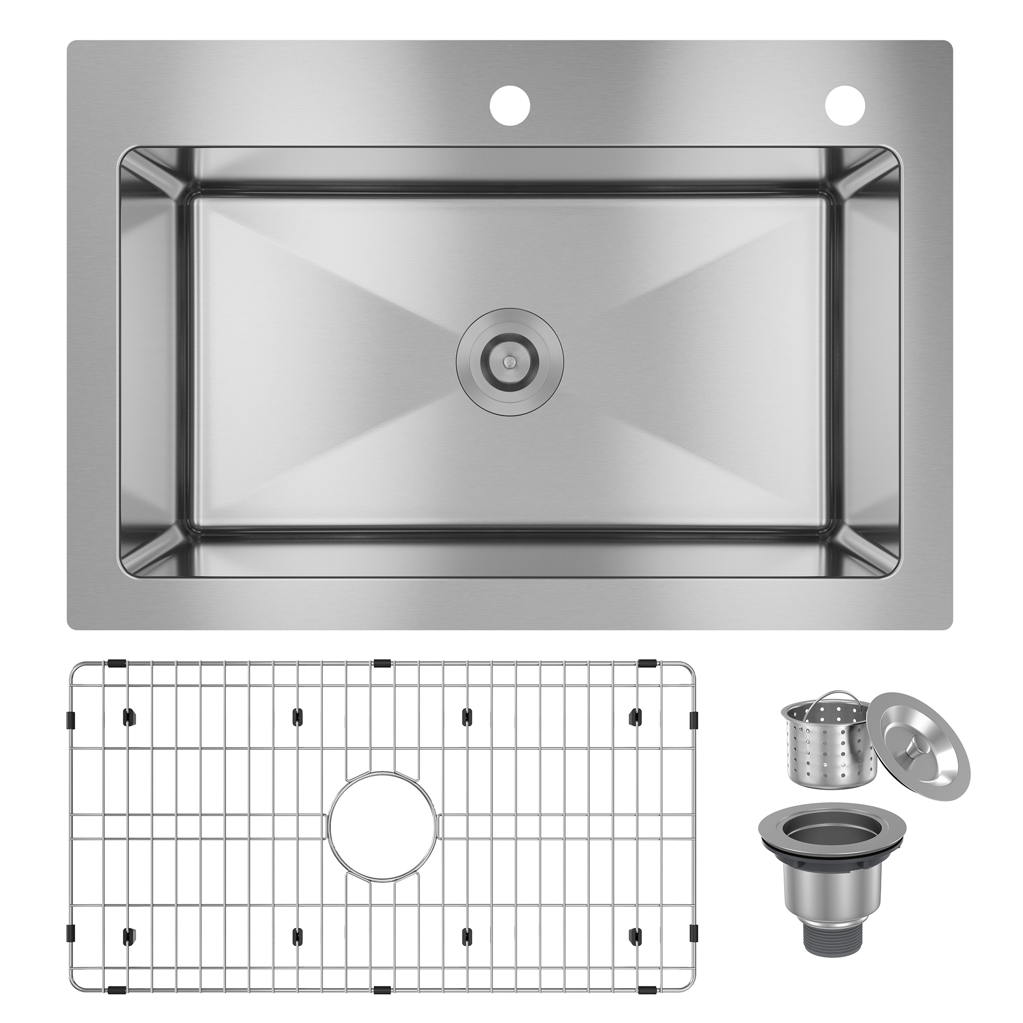CASAINC 33 inch SUS304 Stainless Steel Topmount Workstation Kitchen Sink 18 gauge