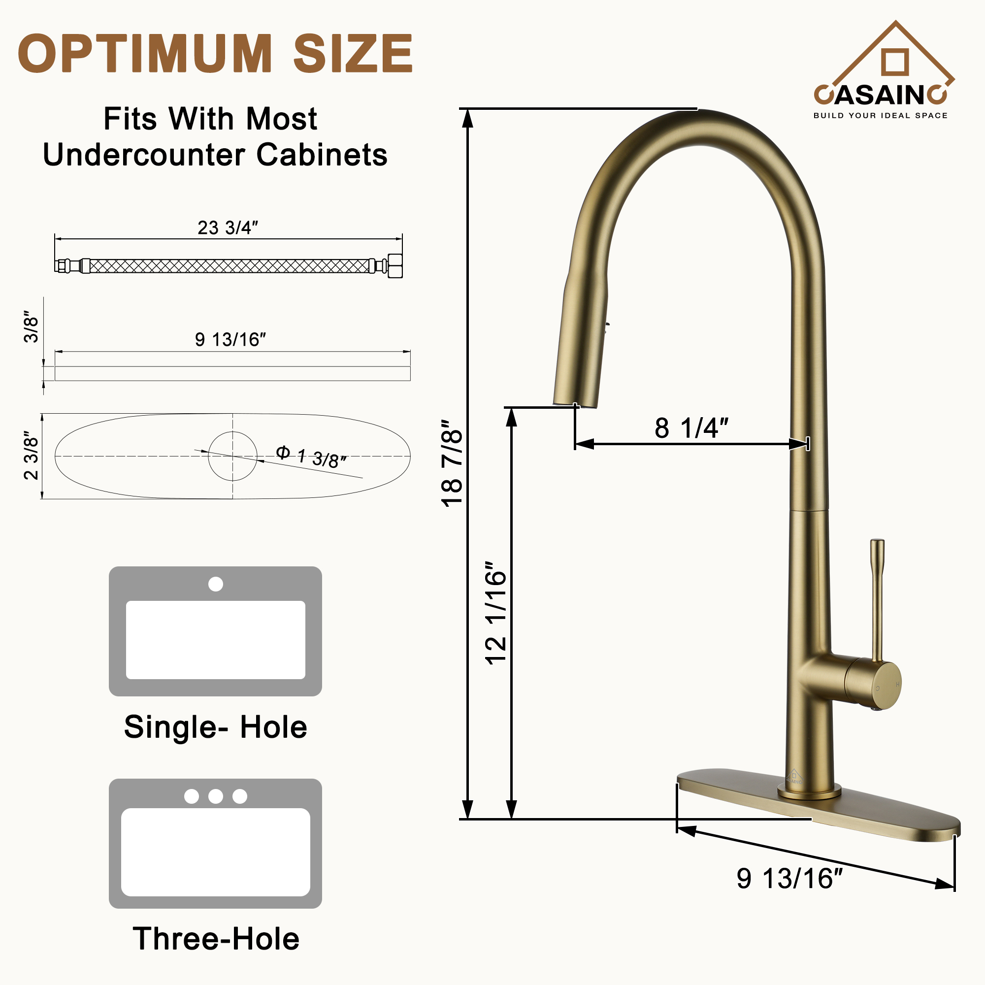 CASAINC Single-Handle Kitchen Faucet with  Pull-Out Sprayer