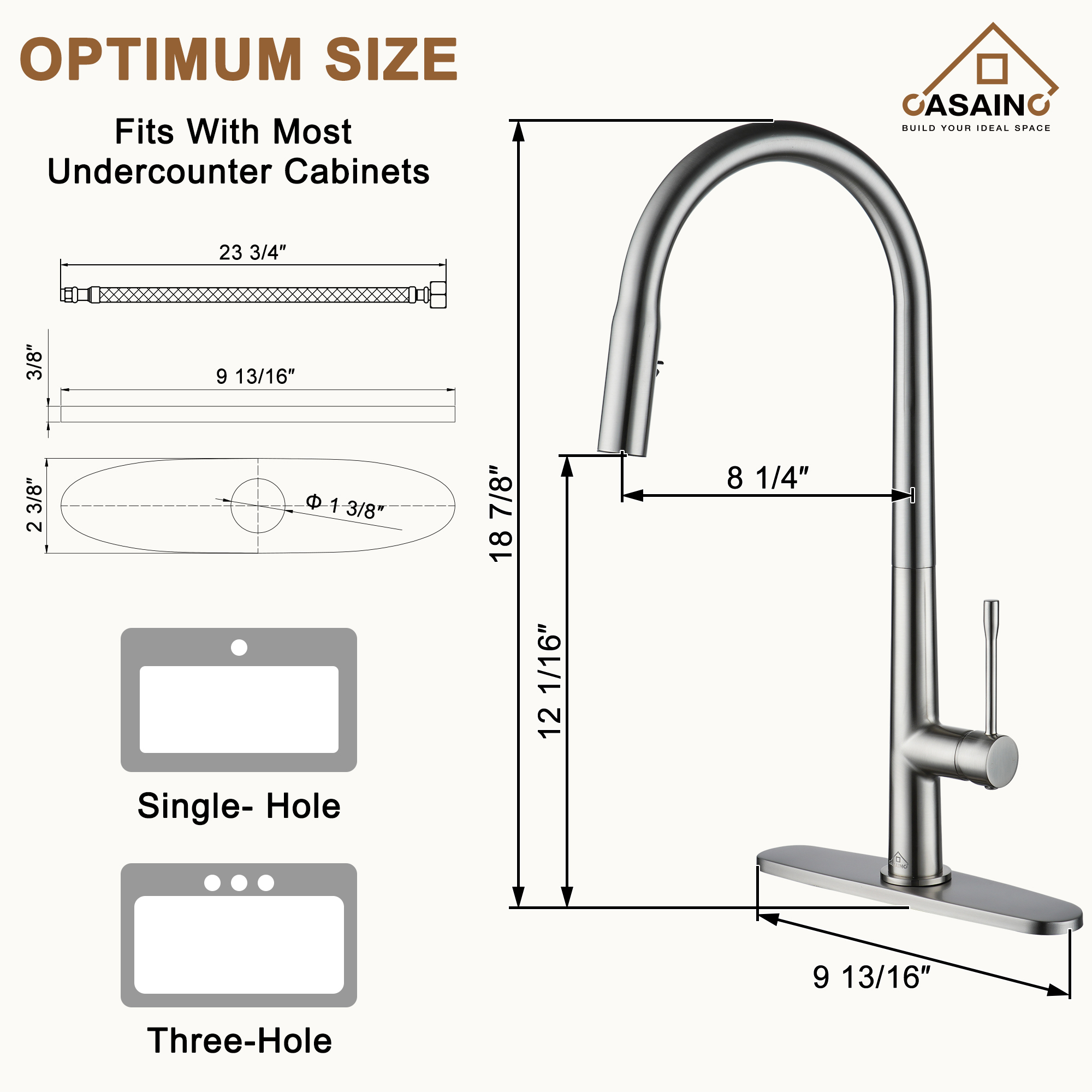 CASAINC Single-Handle Kitchen Faucet with  Pull-Out Sprayer