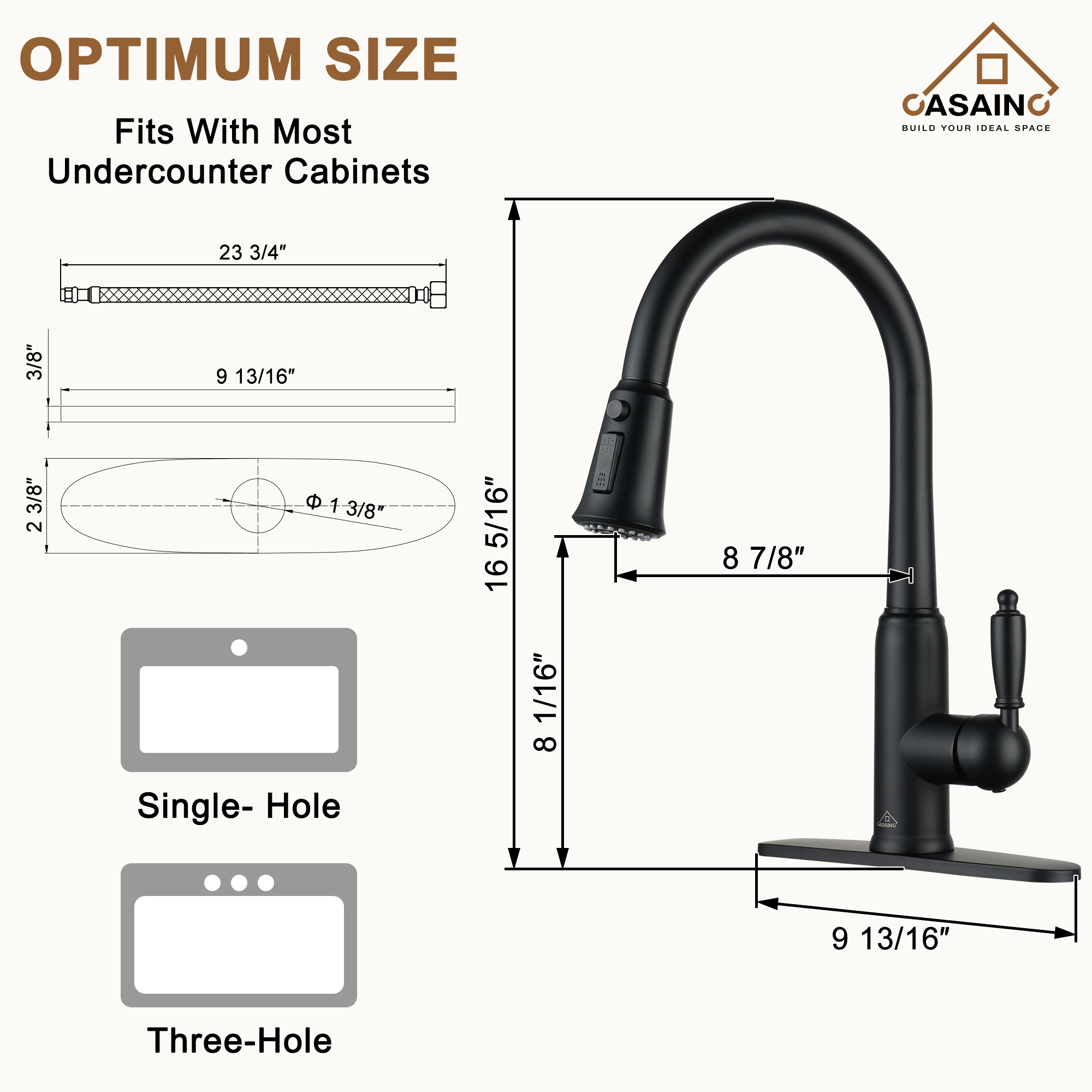 Casainc Single-Handle Kitchen Faucet with  Pull-Out Sprayer
