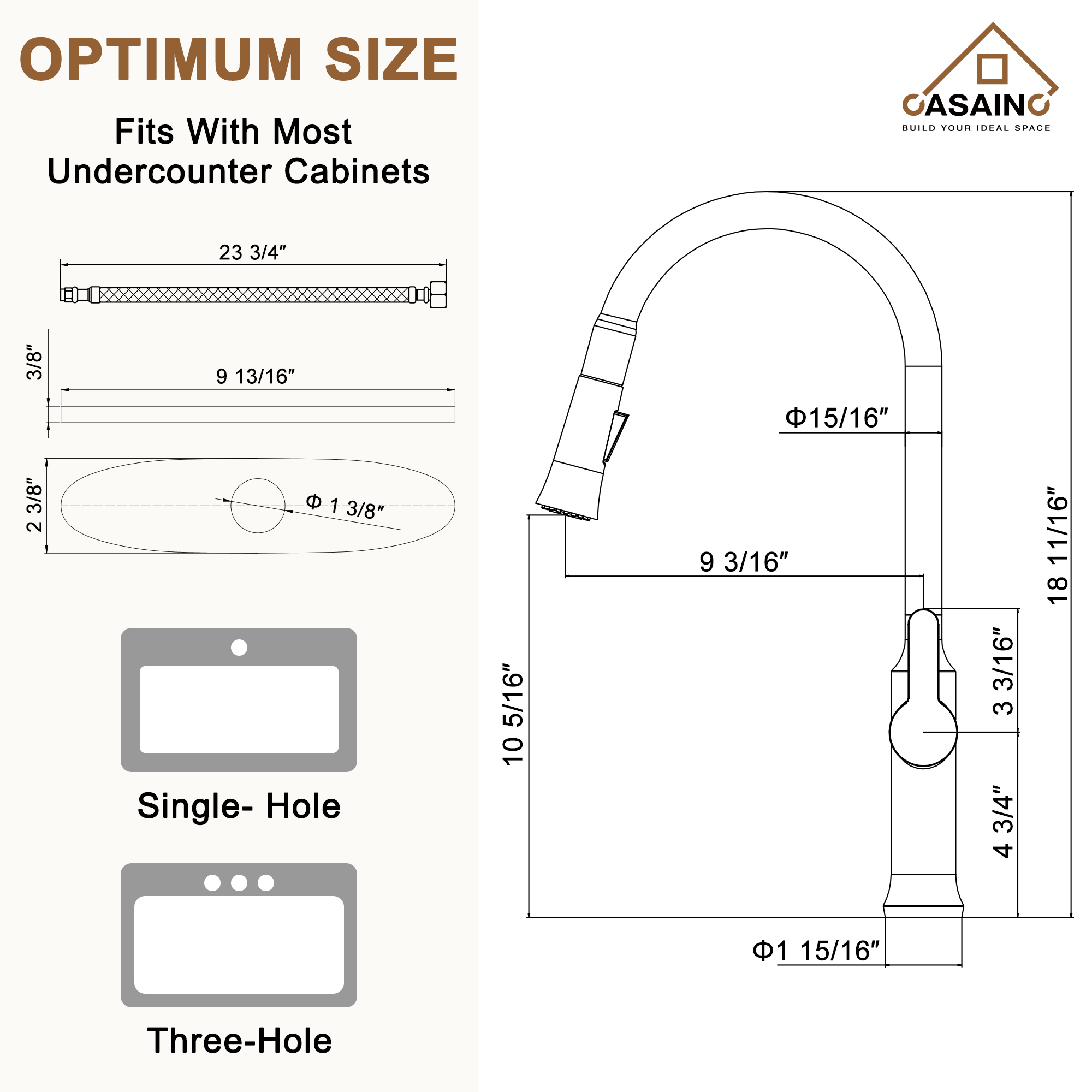 CASAINC Single-Handle Kitchen Faucet with  Pull-Out Sprayer