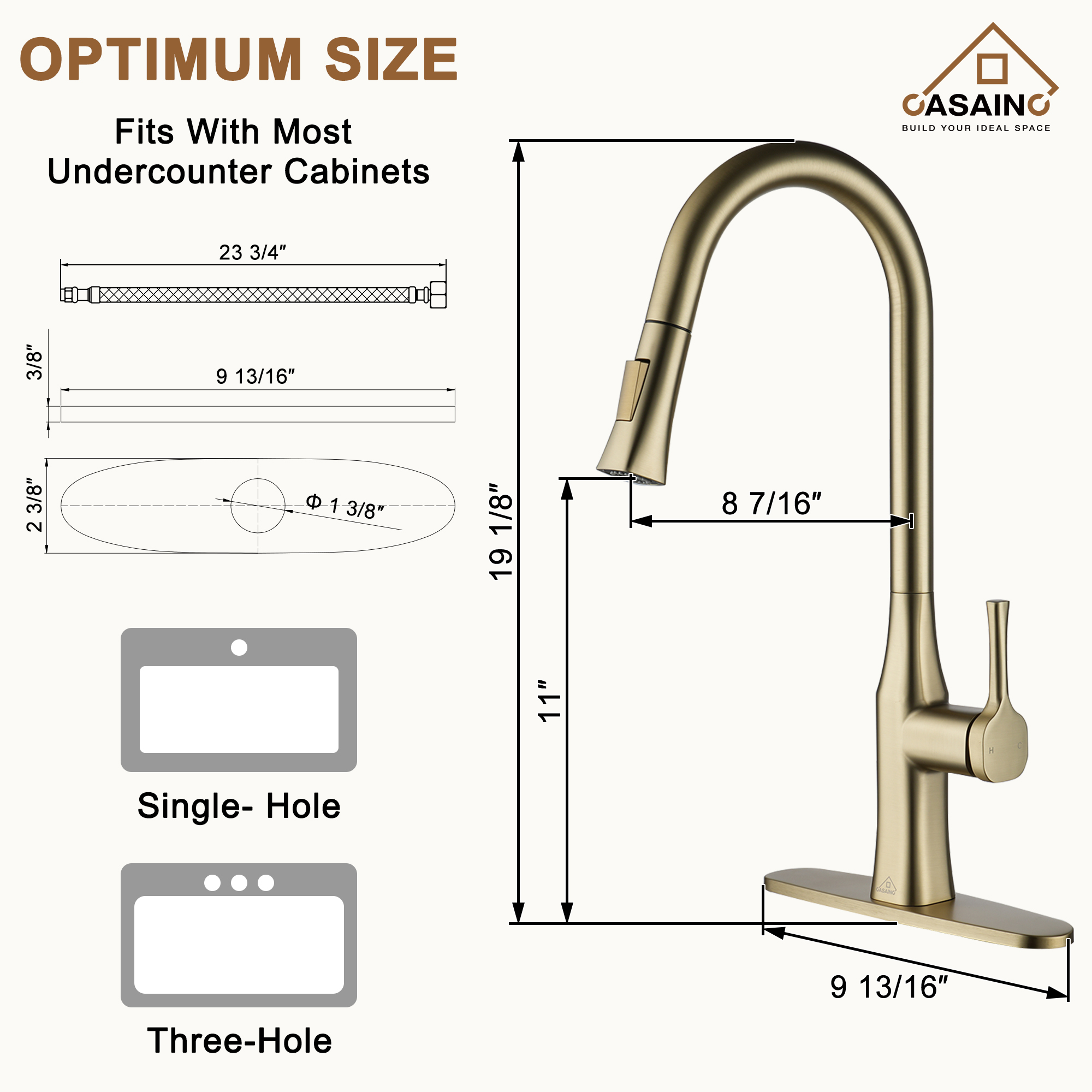 CASAINC Single-Handle Kitchen Faucet with  Pull-Down Sprayer
