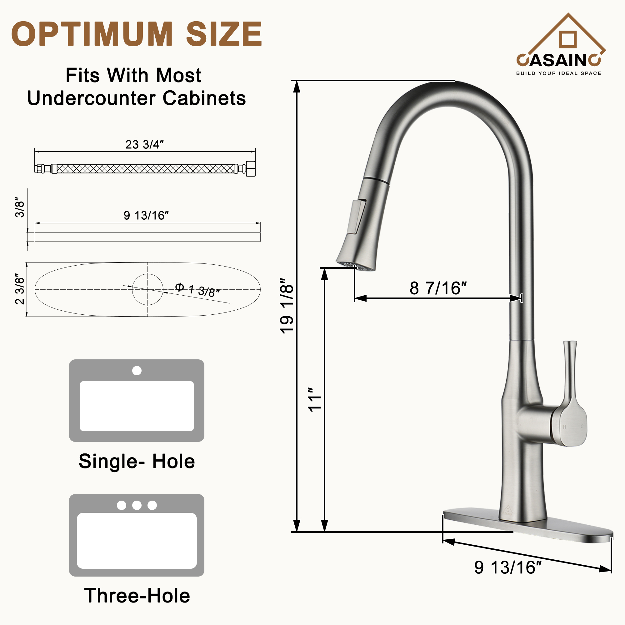 CASAINC Single-Handle Kitchen Faucet with  Pull-Down Sprayer