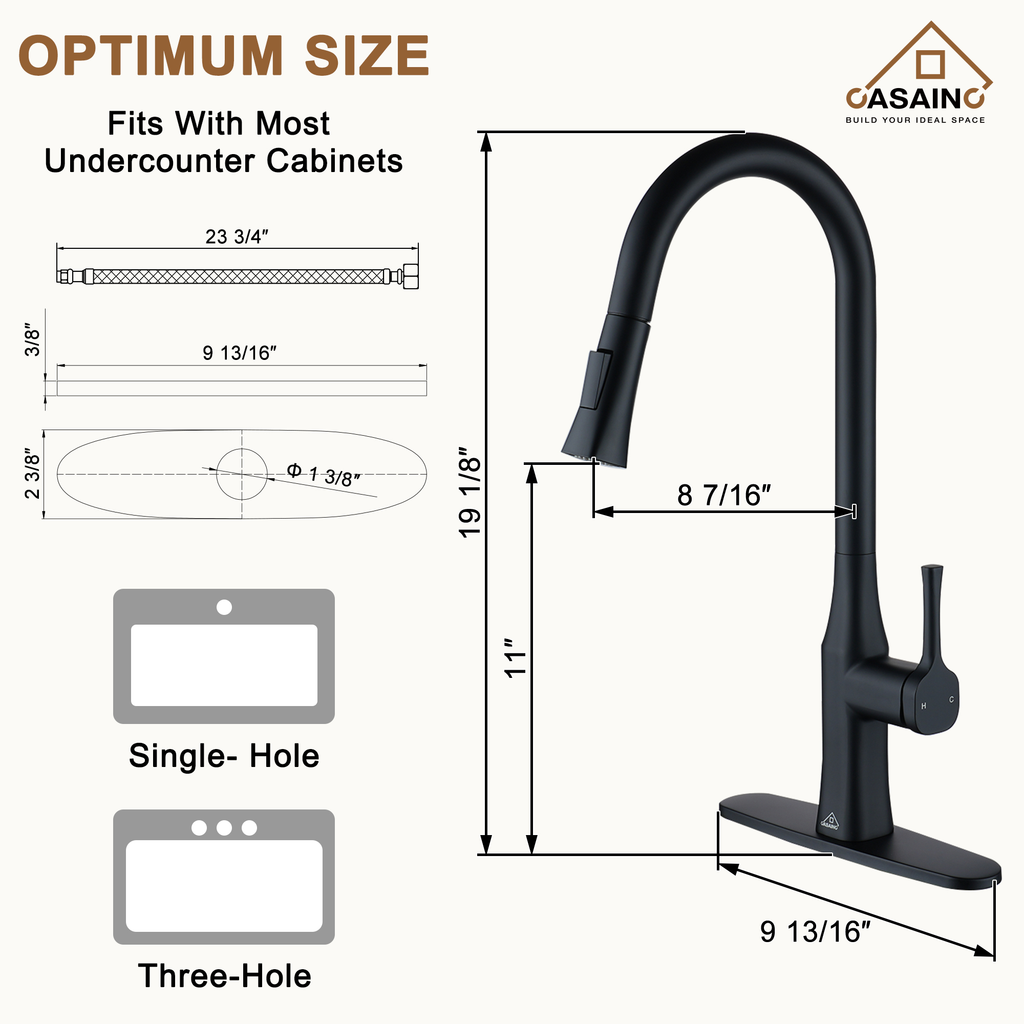 CASAINC Single-Handle Kitchen Faucet with  Pull-Down Sprayer