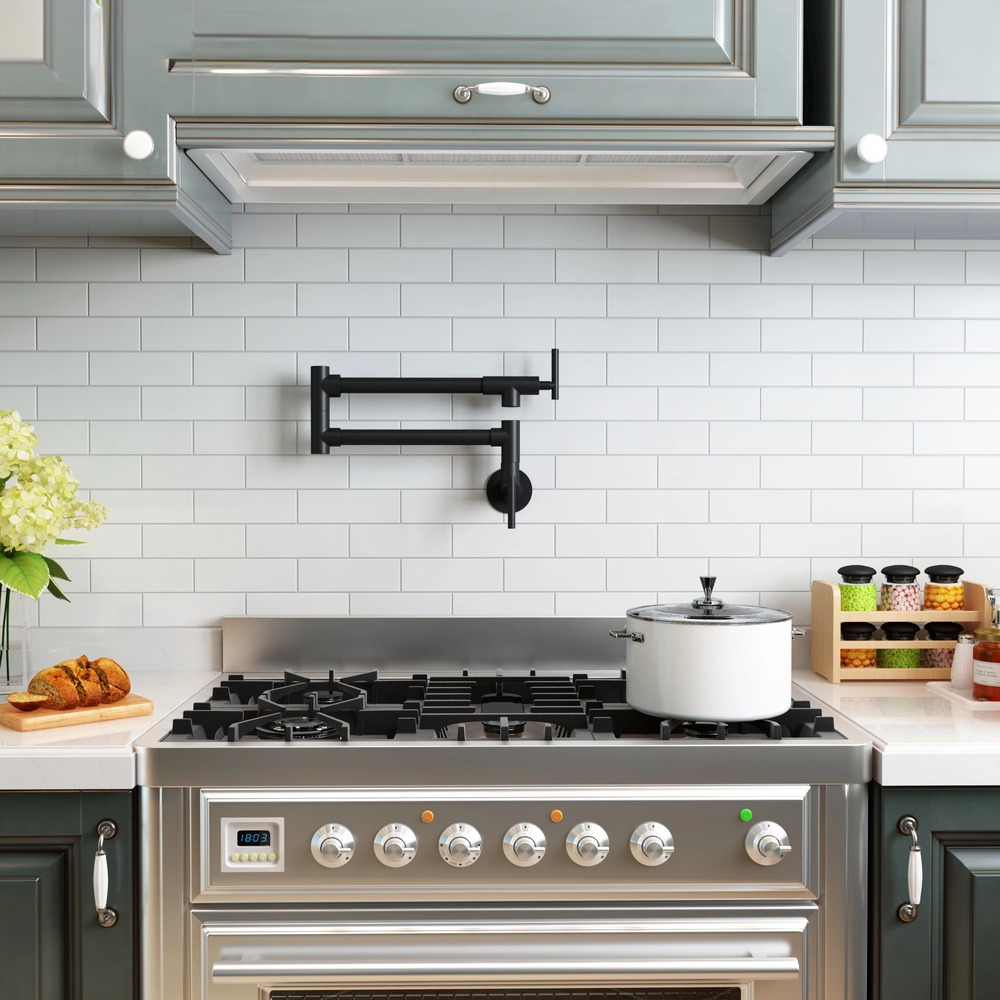 Modern Style Pot Filler Kitchen Faucet with 360° Swivel Spout