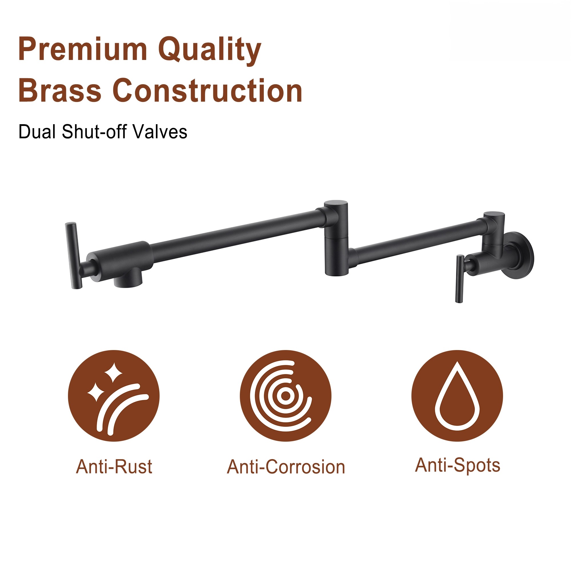 Modern Style Pot Filler Kitchen Faucet with 360° Swivel Spout