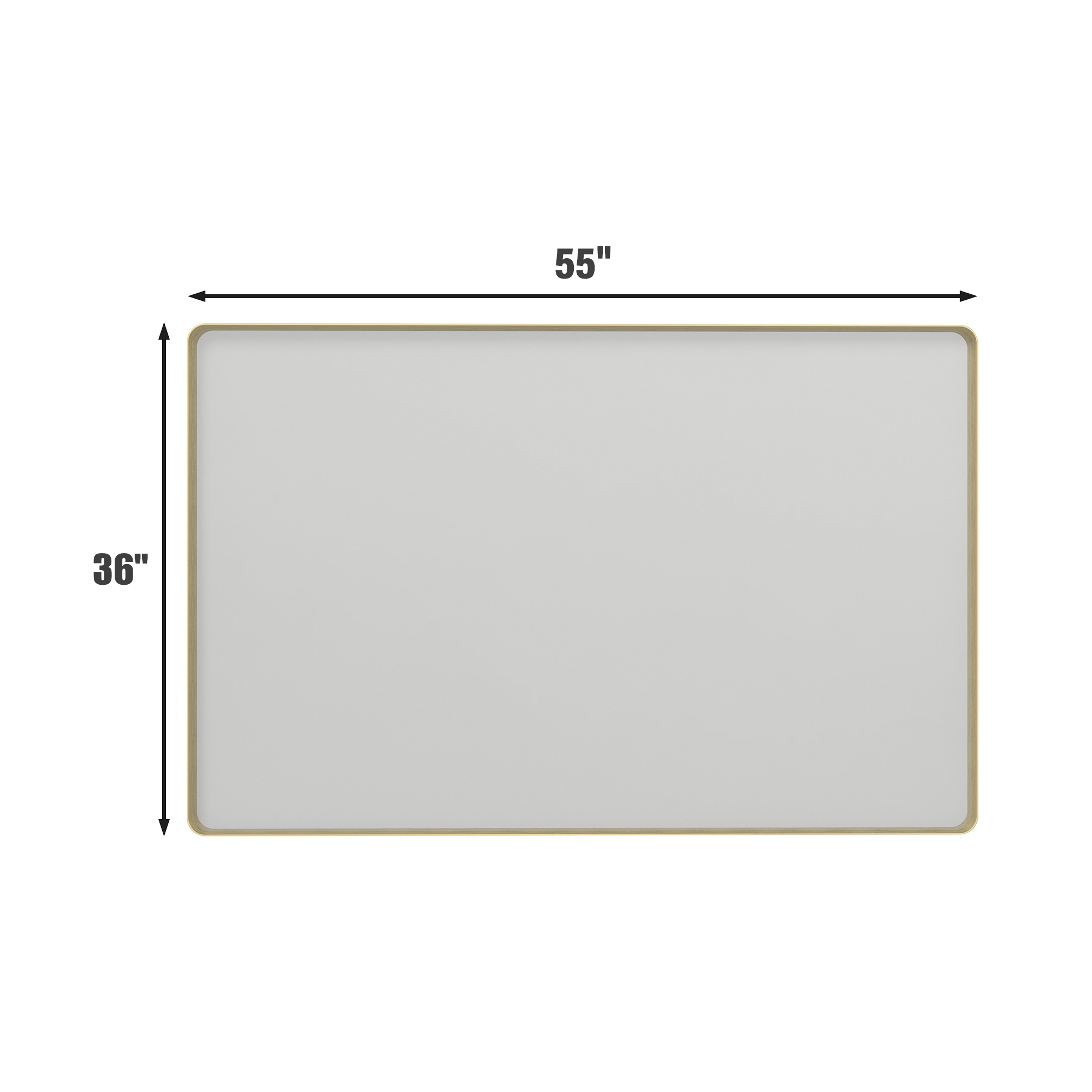 Tempered Glass Wall-Mounted Mirror with Gold Metal Frame