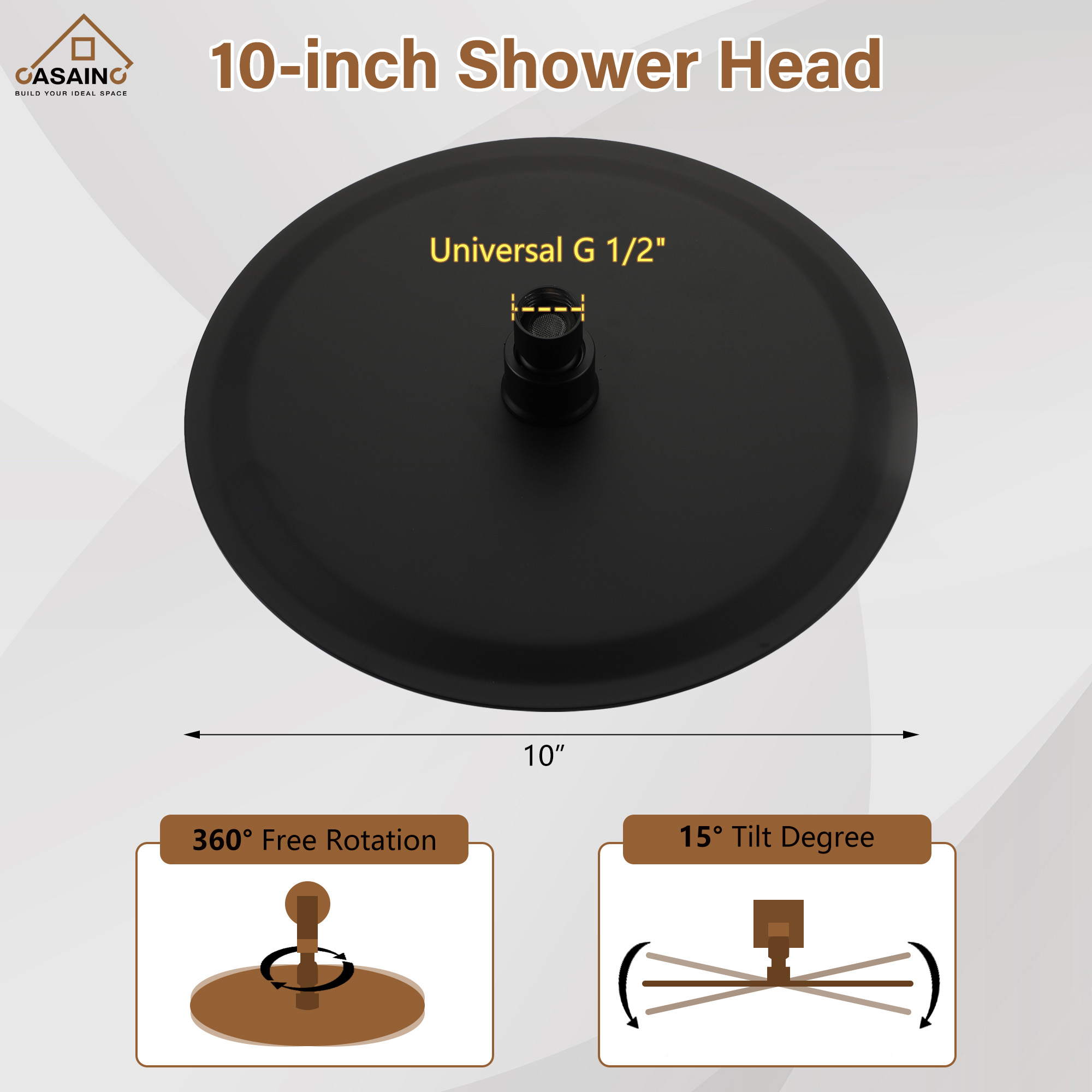 10"/12" Round Rain Shower Head Stainless Steel Rain Showerhead