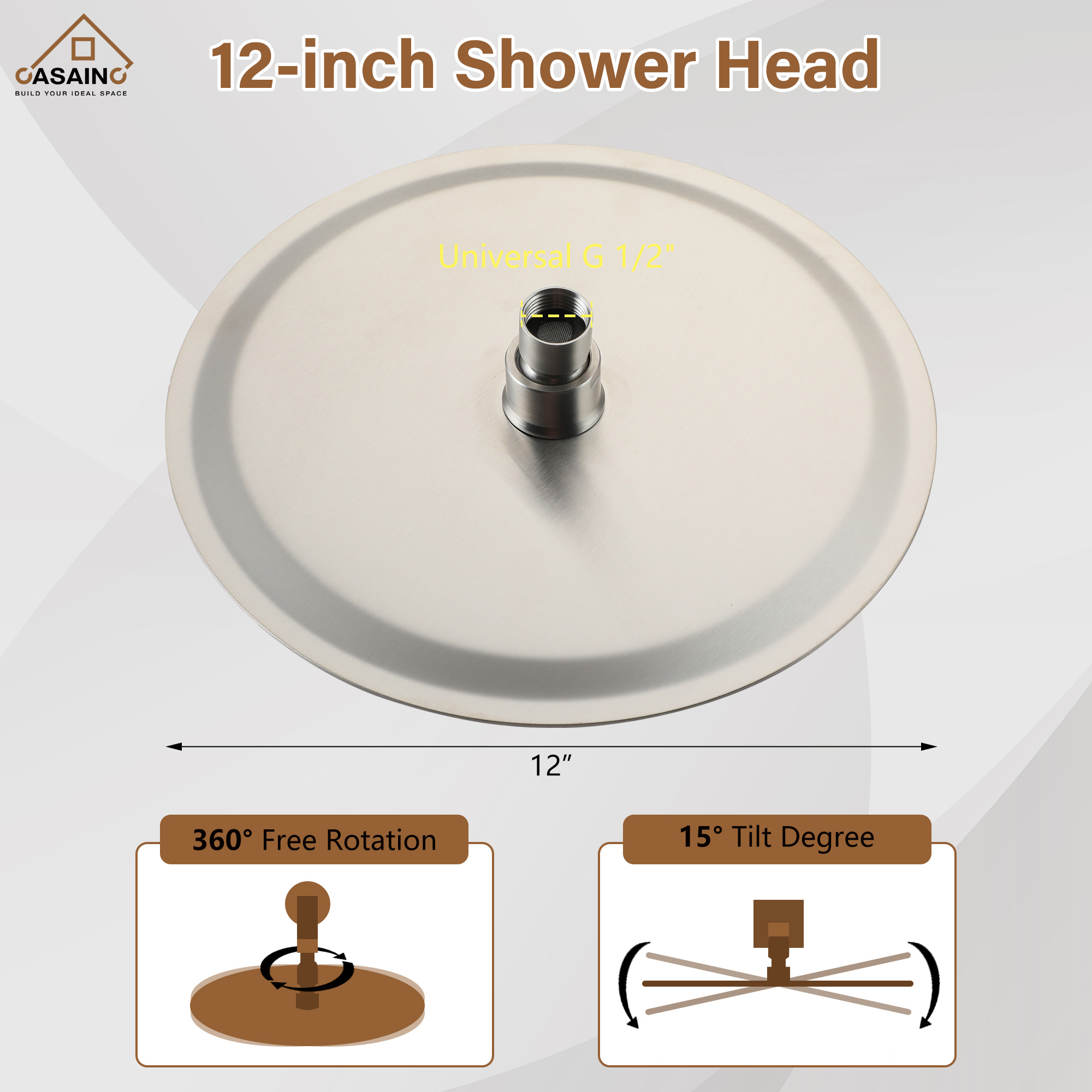 10"/12" Round Rain Shower Head Stainless Steel Rain Showerhead