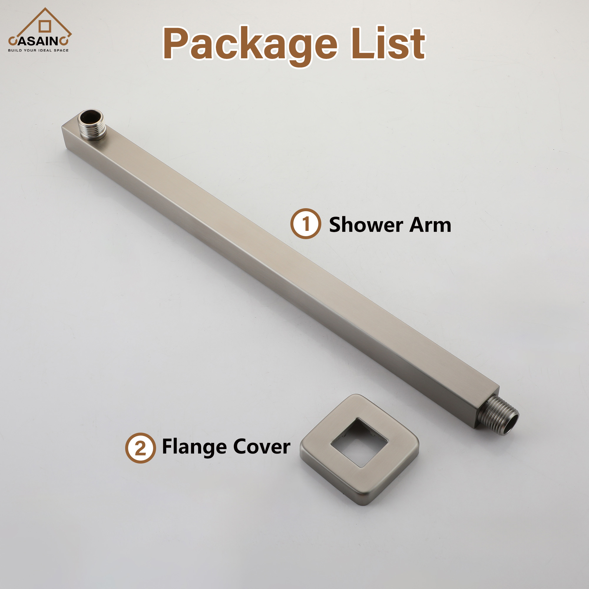 15.75" Wall-Mounted Square Shower Arm with Flange