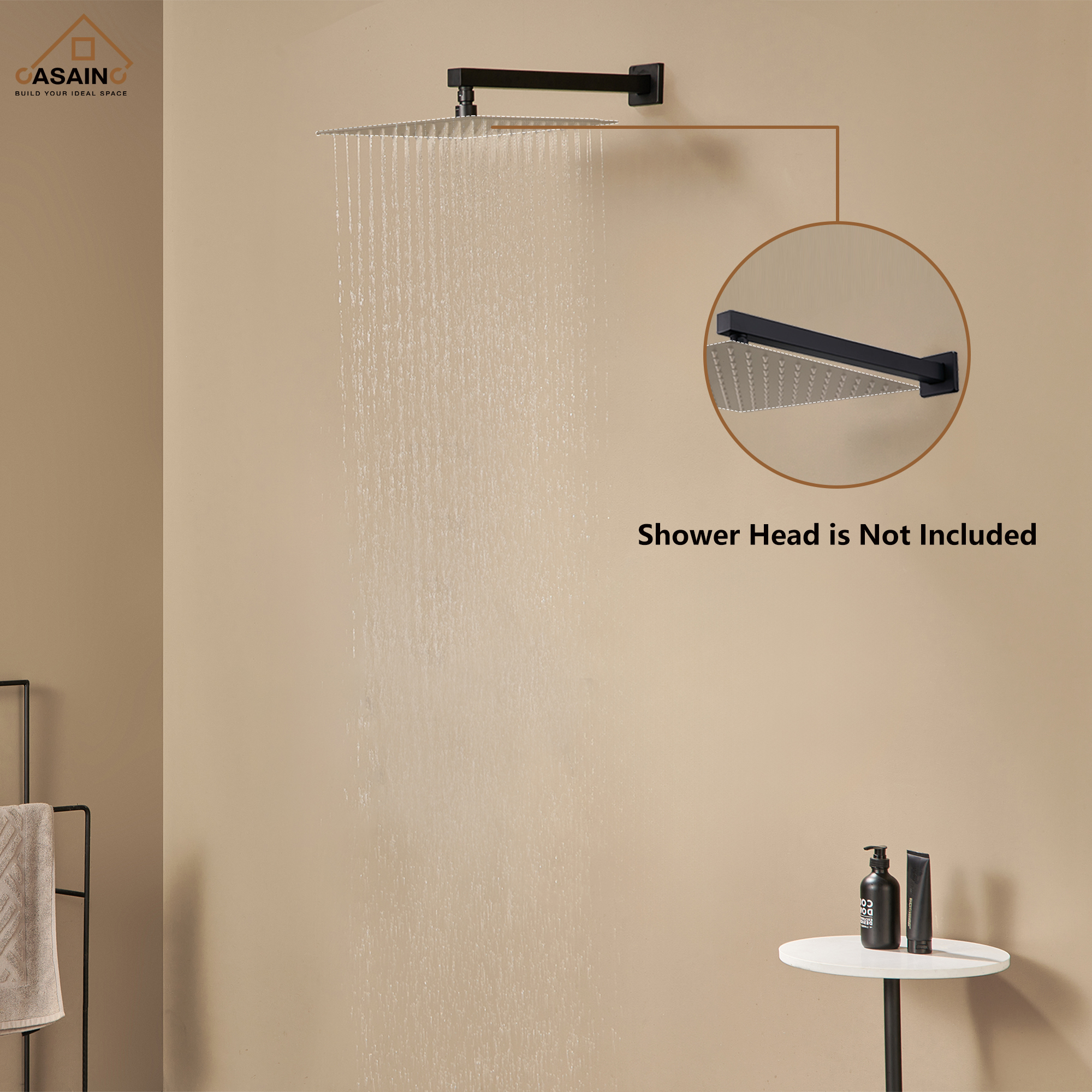 15.75" Wall-Mounted Square Shower Arm with Flange