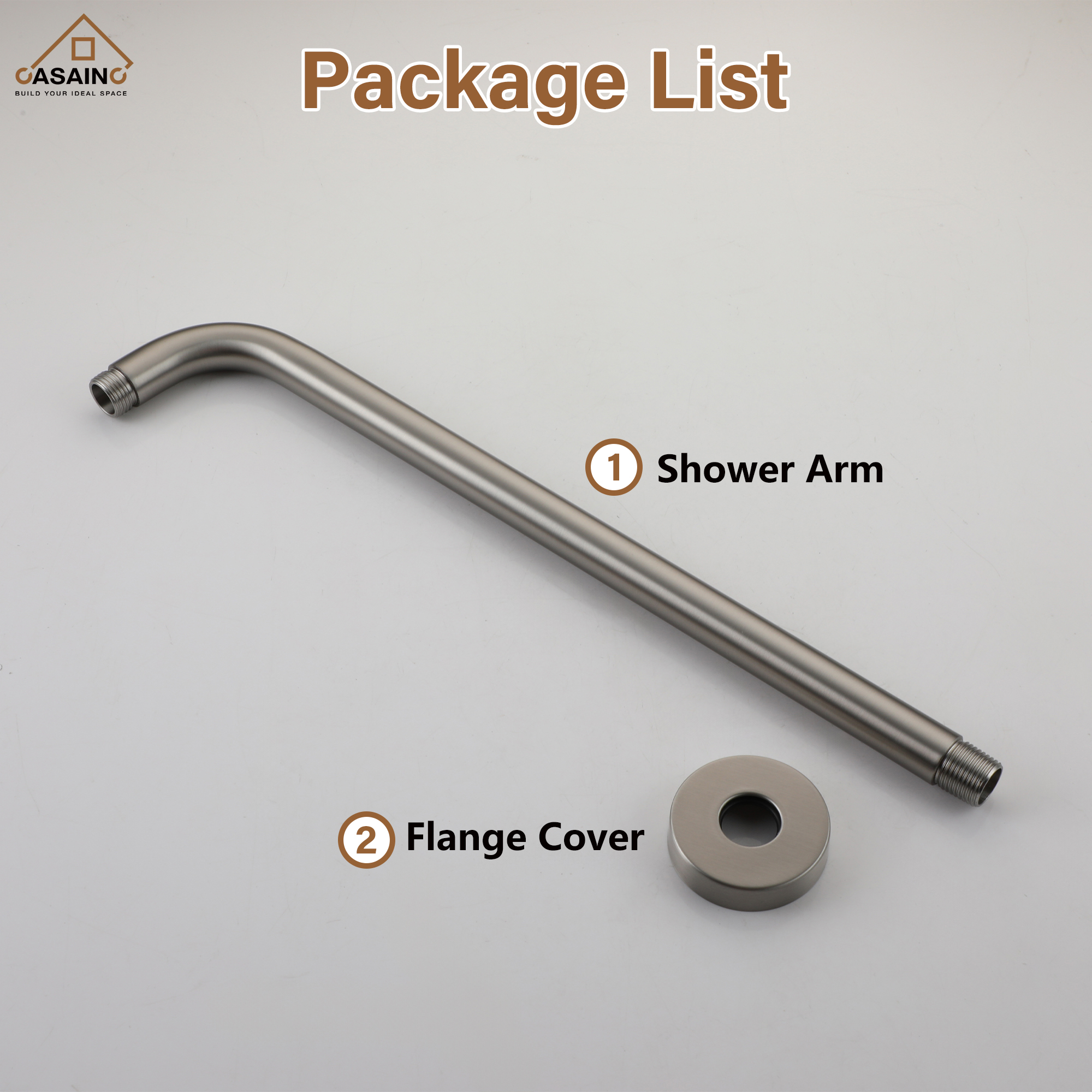 15.75" Round Wall-Mounted Shower Head Extension Arm with Flange