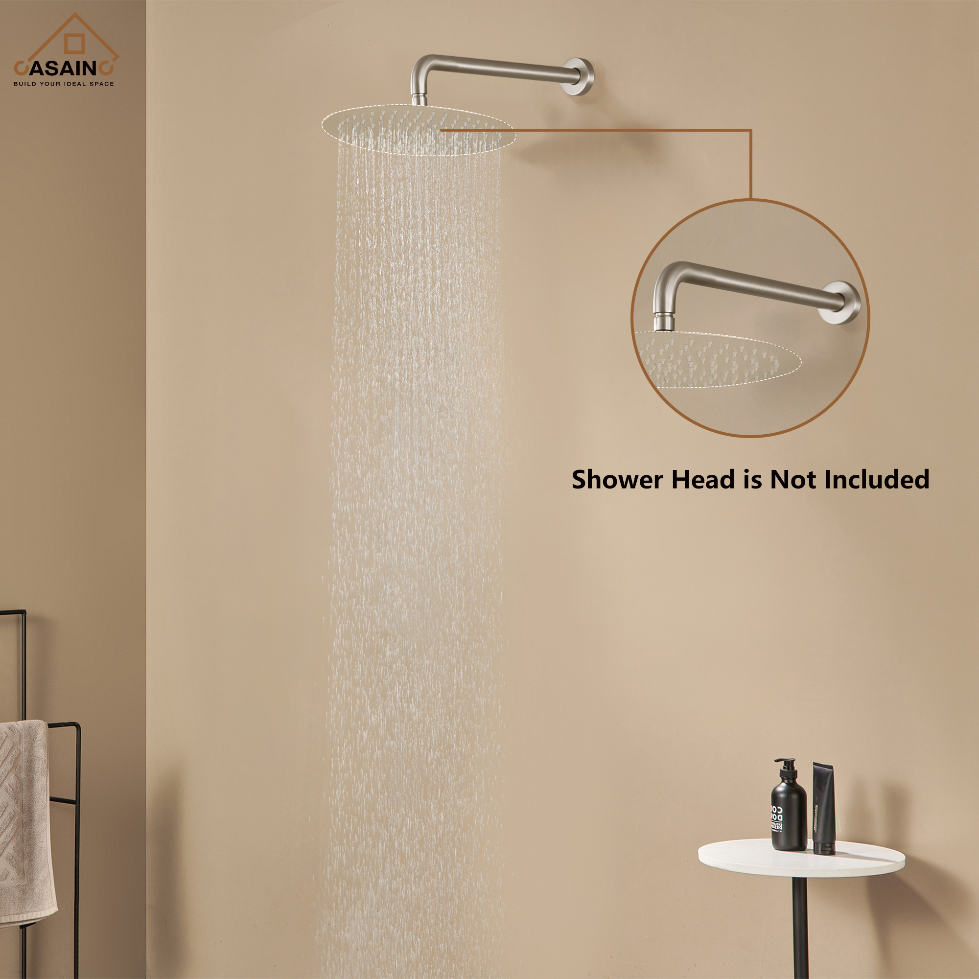 15.75" Round Wall-Mounted Shower Head Extension Arm with Flange