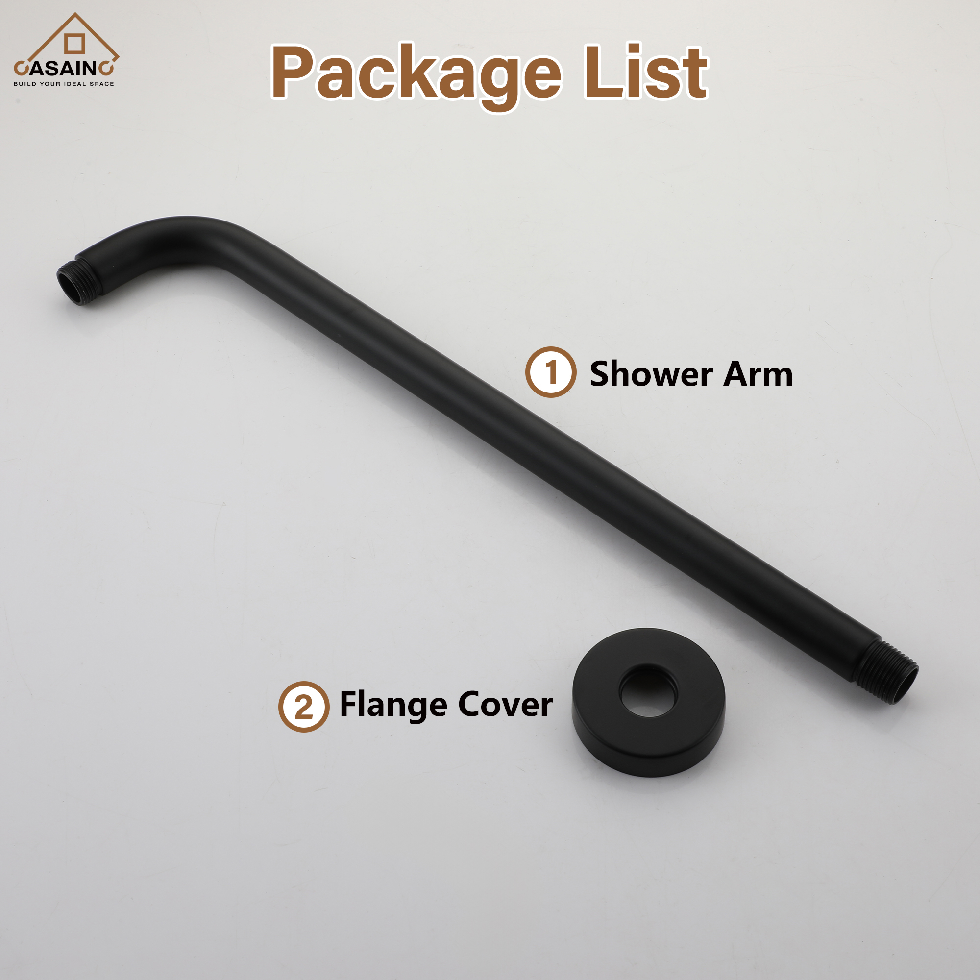 15.75" Round WallMounted Shower Head Extension Arm with Flange