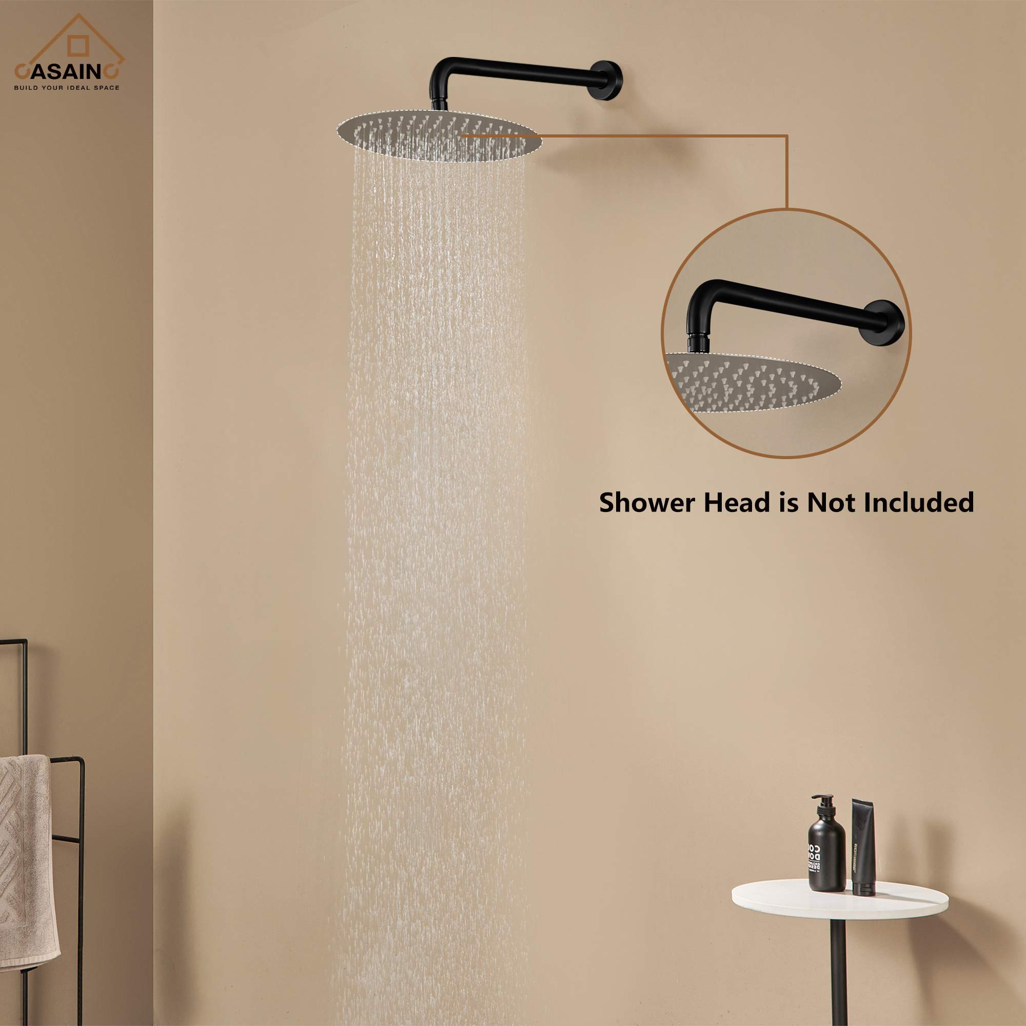 15.75" Round Wall-Mounted Shower Head Extension Arm with Flange