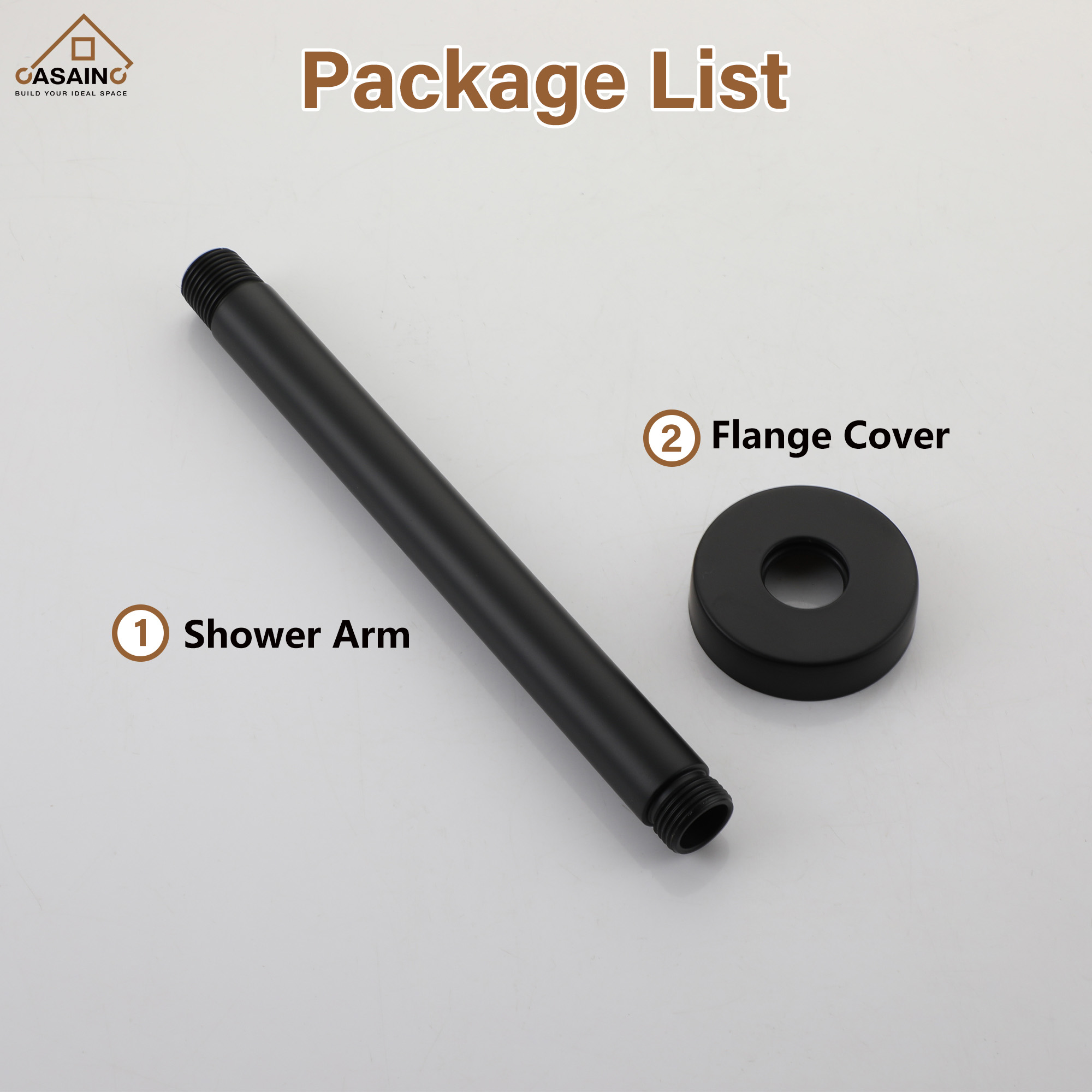 7.87"/11.81" Ceiling-Mounted Round Shower Arm with Flange Cover
