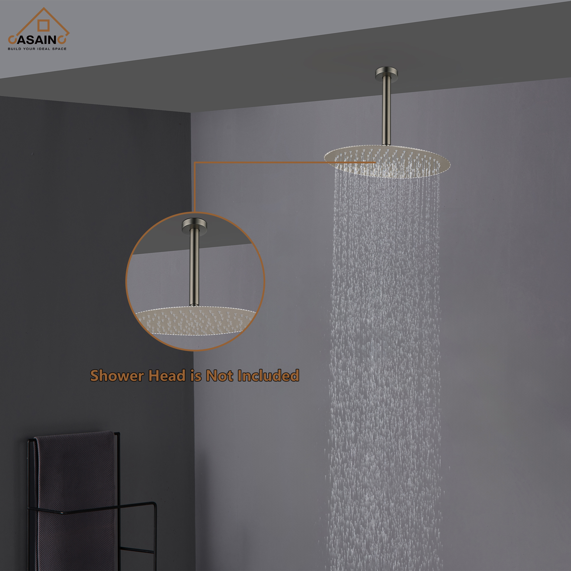 7.87"/11.81" Ceiling-Mounted Round Shower Arm with Flange Cover