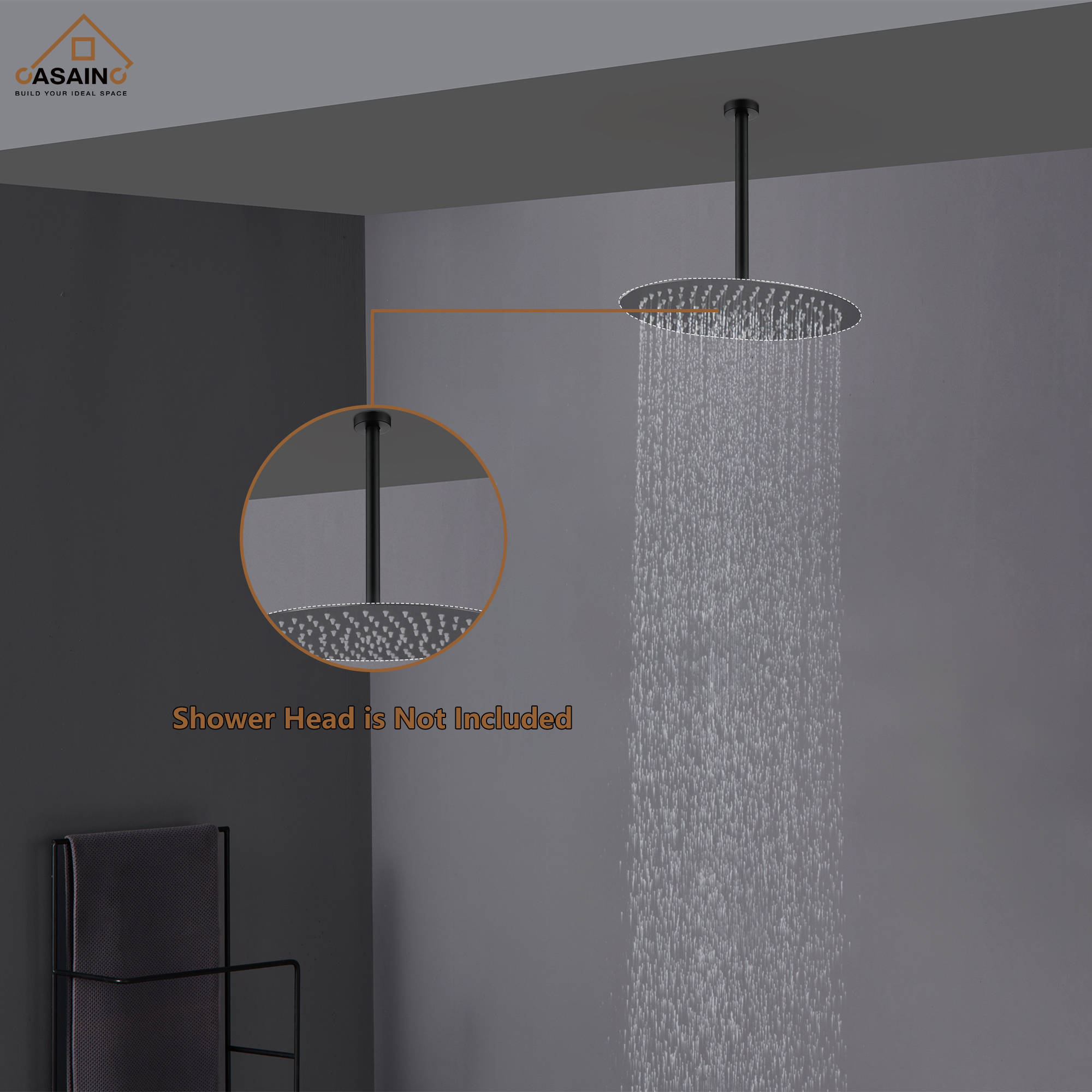 7.87"/11.81" Ceiling-Mounted Round Shower Arm with Flange Cover