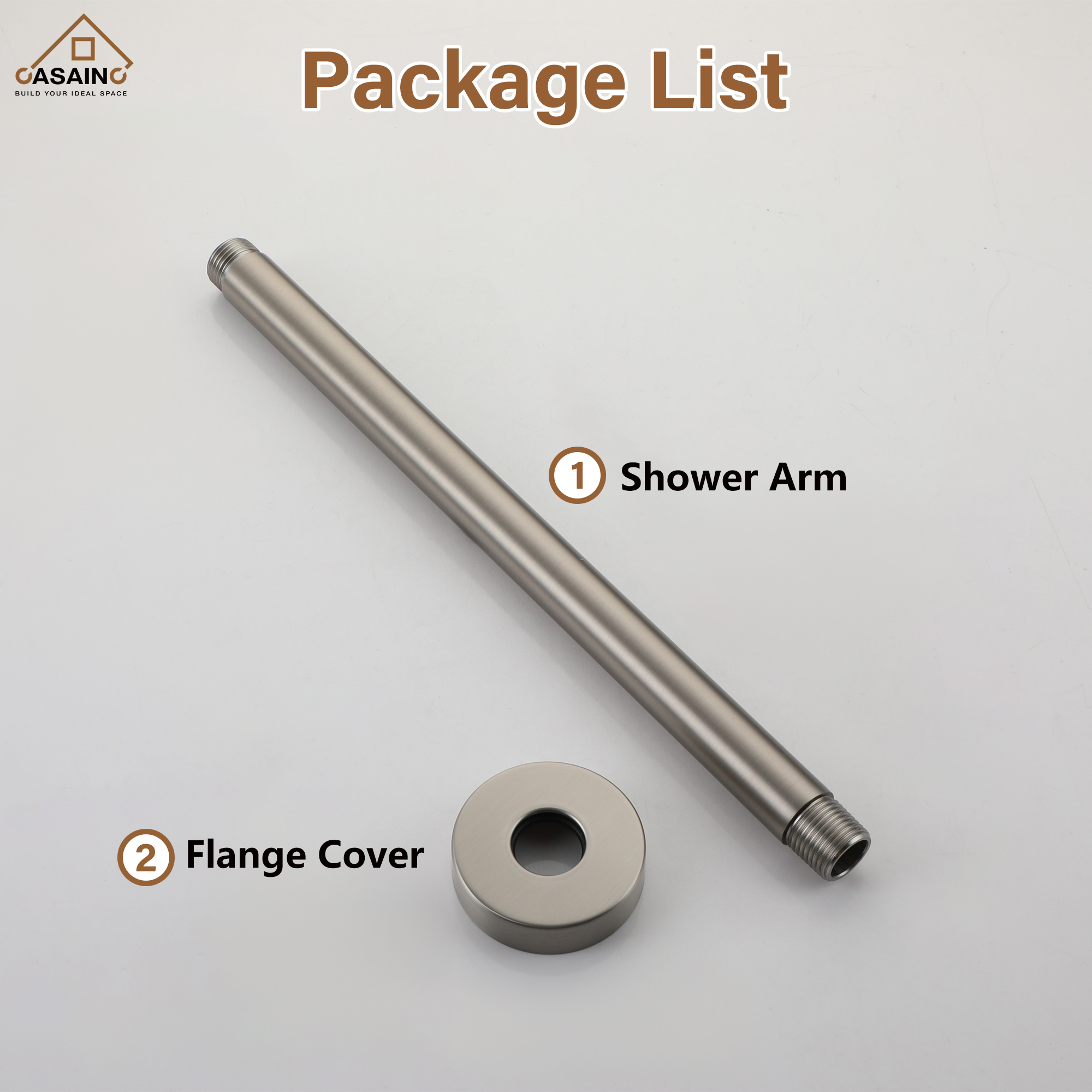 7.87"/11.81" Ceiling-Mounted Round Shower Arm with Flange Cover