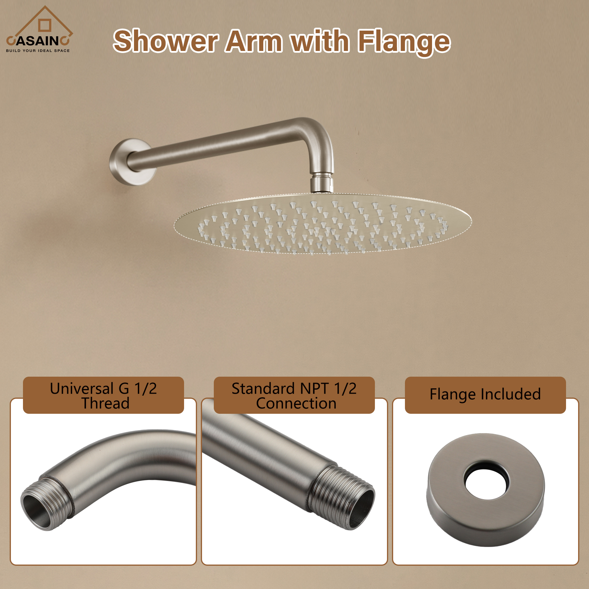 10"/12" Round Rain Shower Head Stainless Steel Rain Showerhead