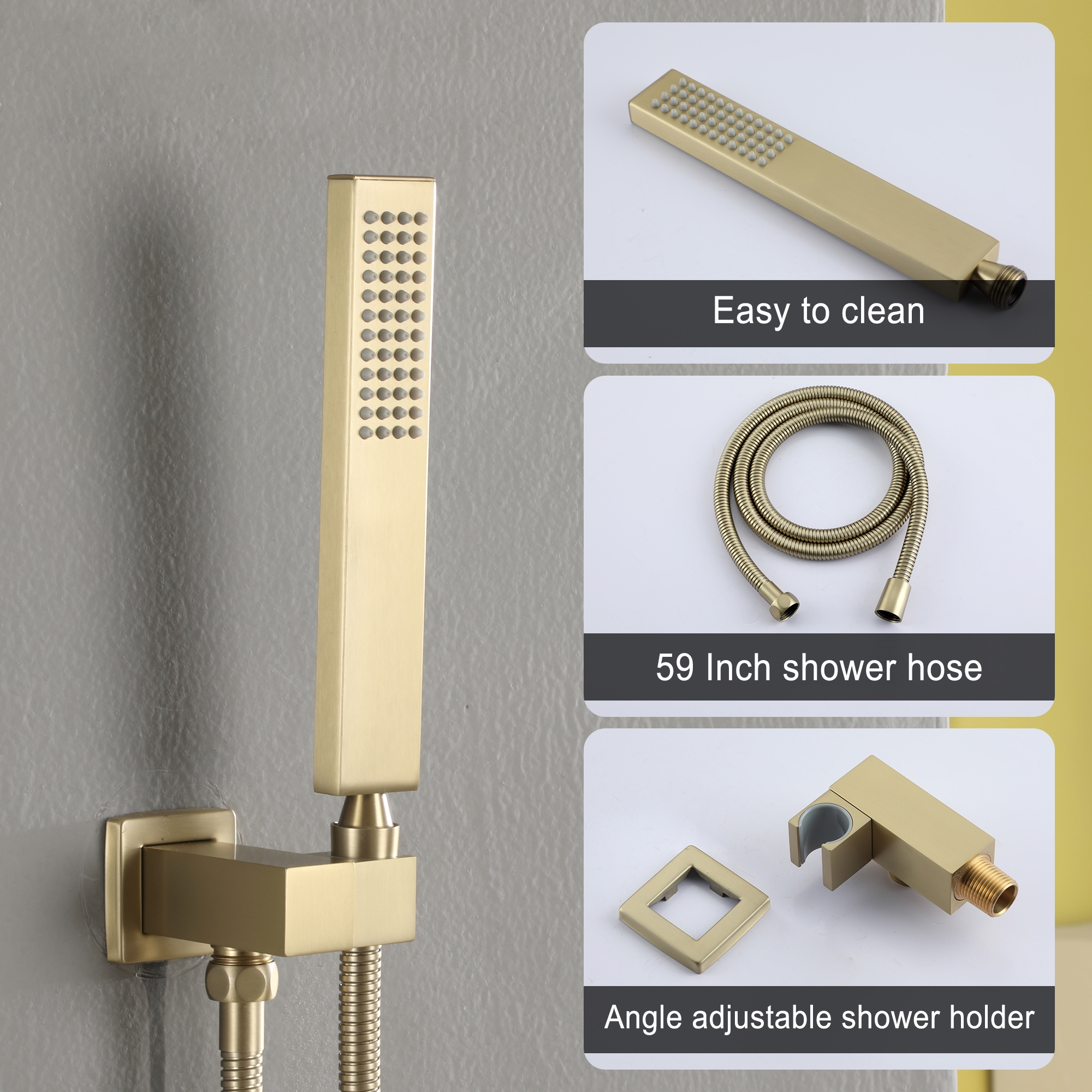 10-inch/12inch Rainfall Shower System With Hand Shower & Pressure-Balanced Valve