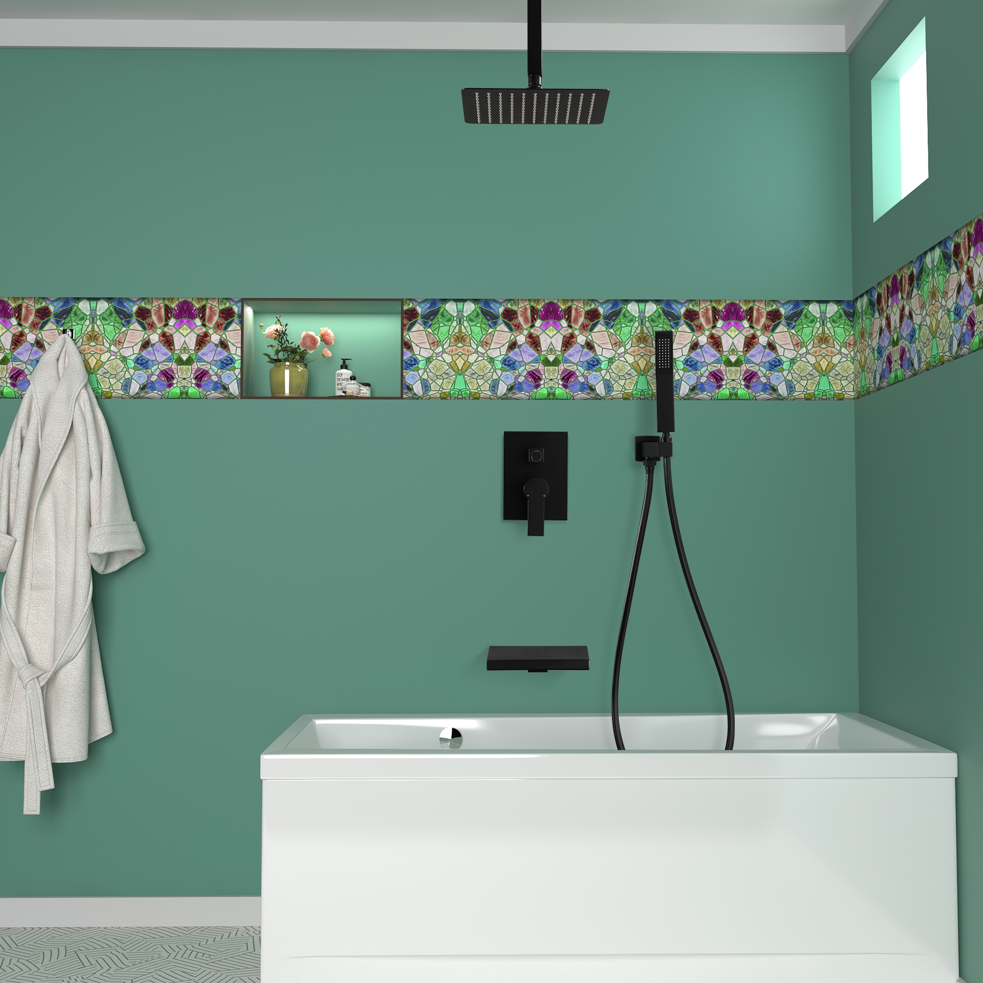 10-inch/12inch 3-Function Shower System With Bathtub Spout