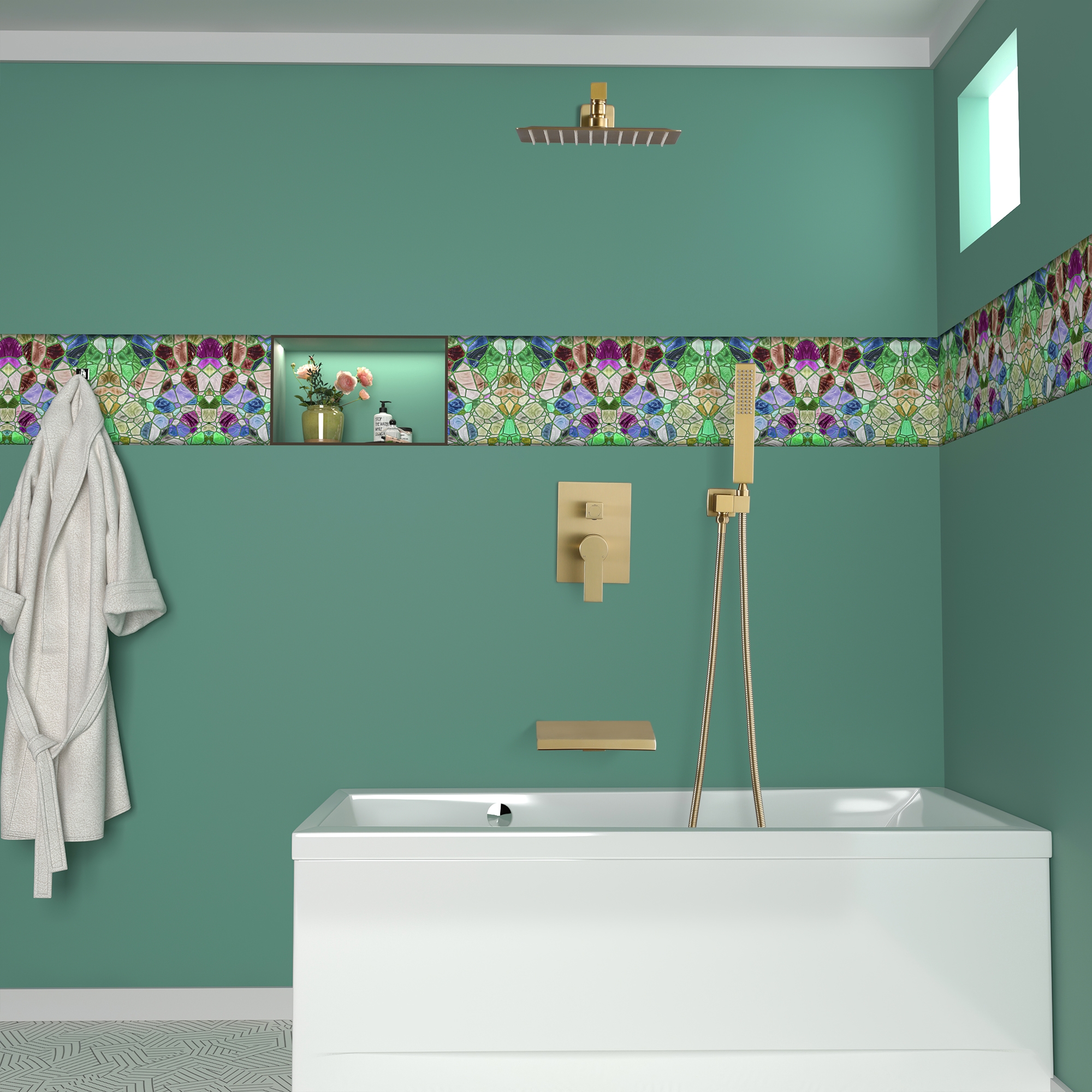 10-inch/12inch 3-Function Shower System With Bathtub Spout