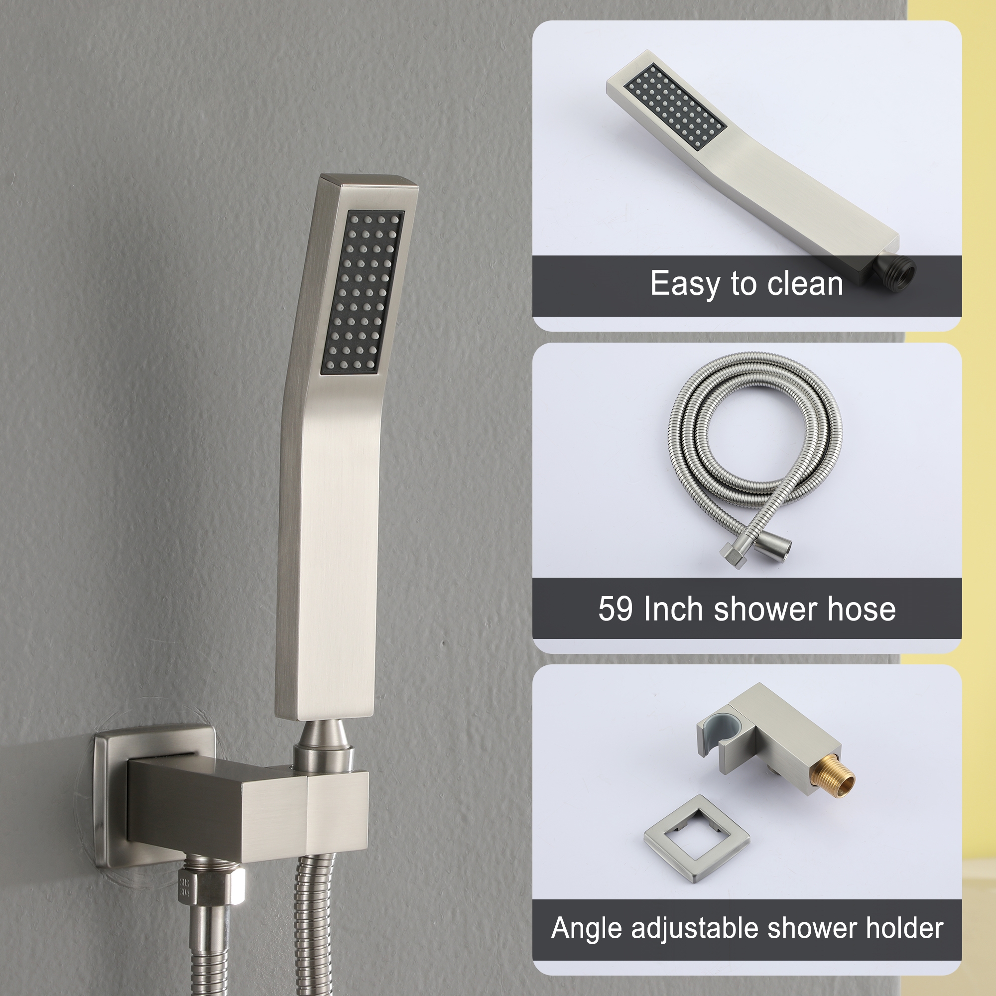 10" Ceiling-Mount Rain Shower System with Handheld Shower in Brushed Nickel