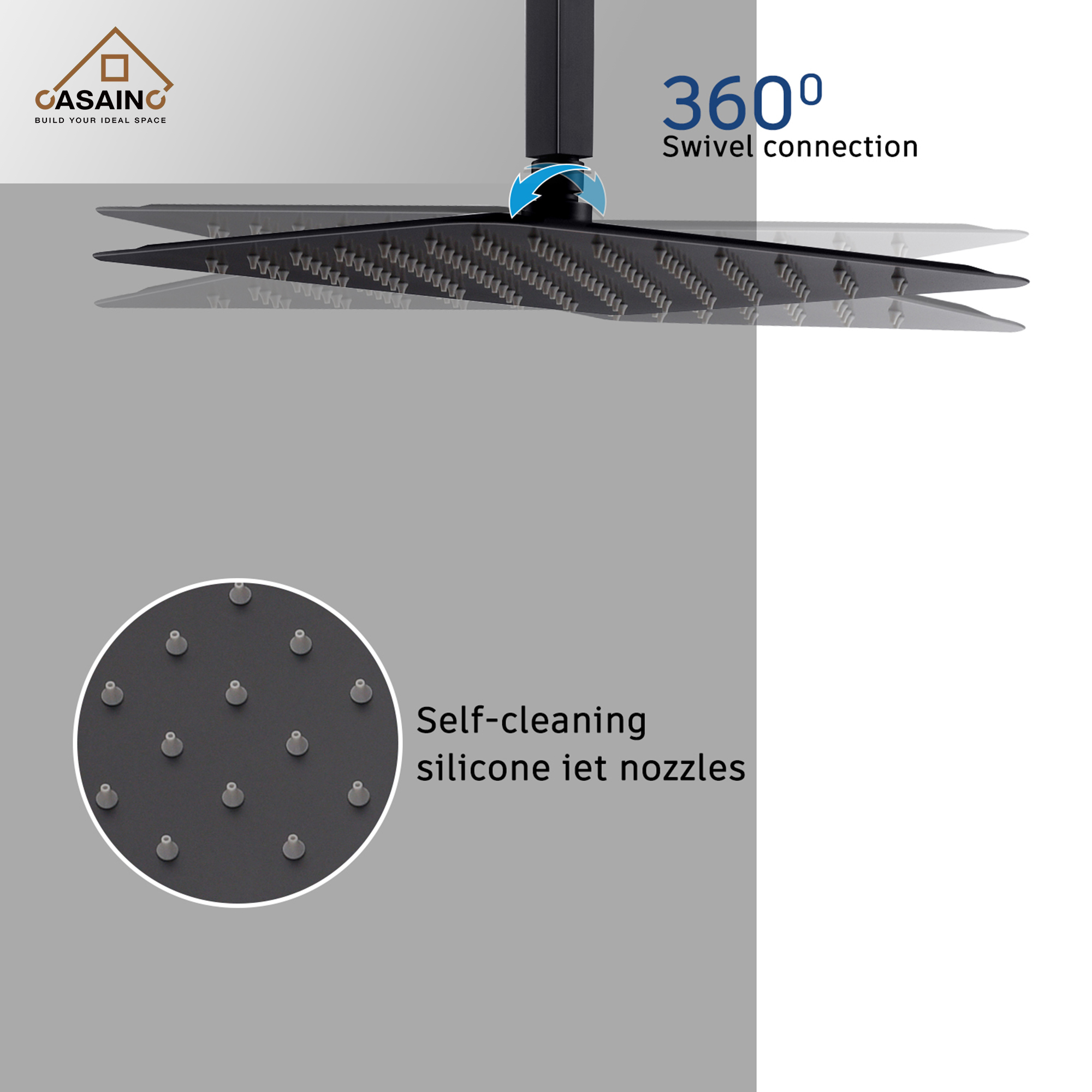 10" Ceiling Mount Dual Shower Head System with Handheld & Rough in Valve