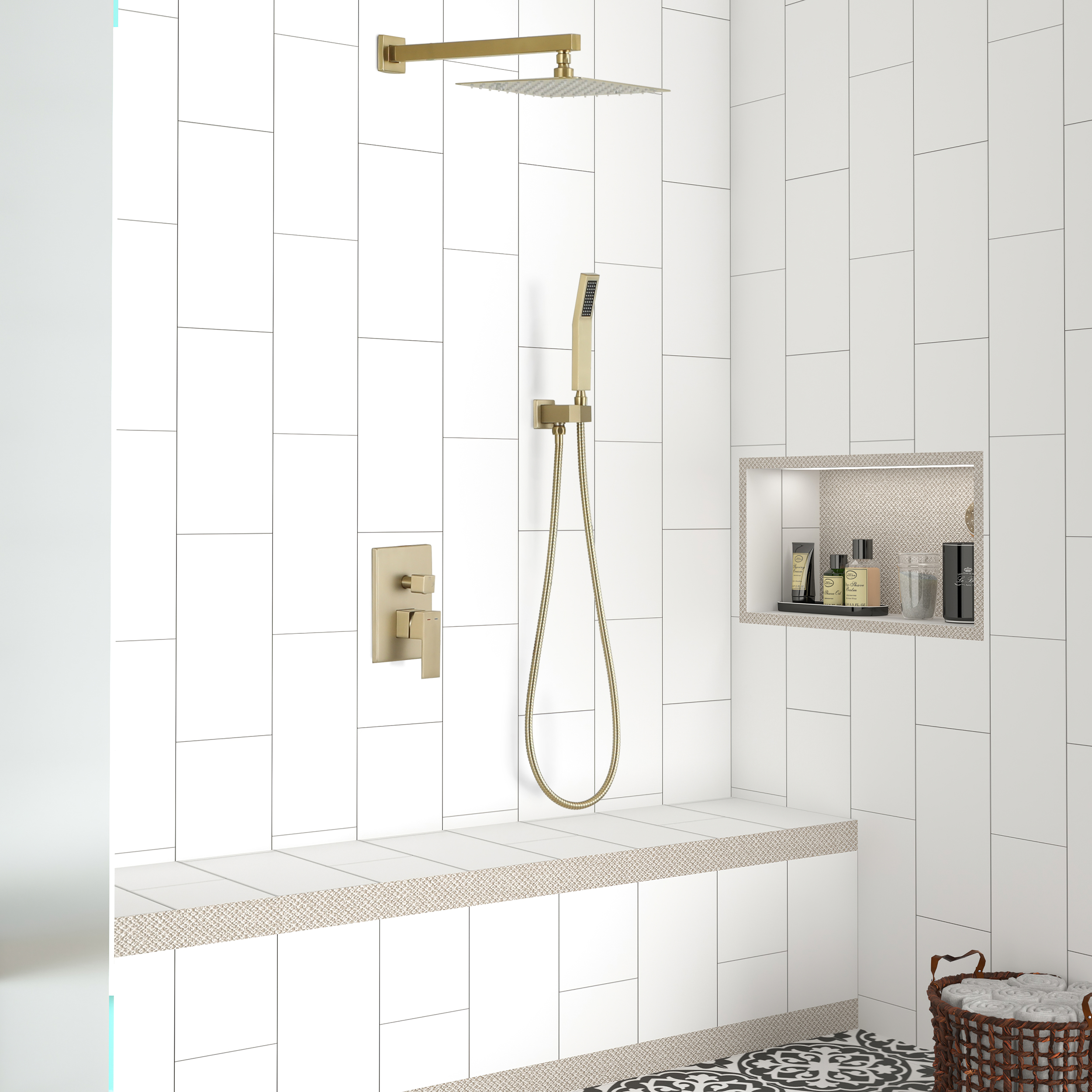 10" Brushed Gold Shower System with Hand Shower