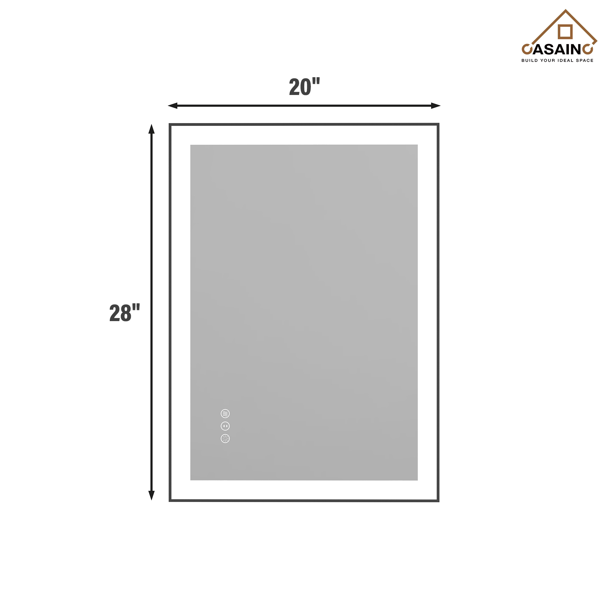 Tempered Glass LED Mirror with Aluminum Frame for Bathroom Vanity