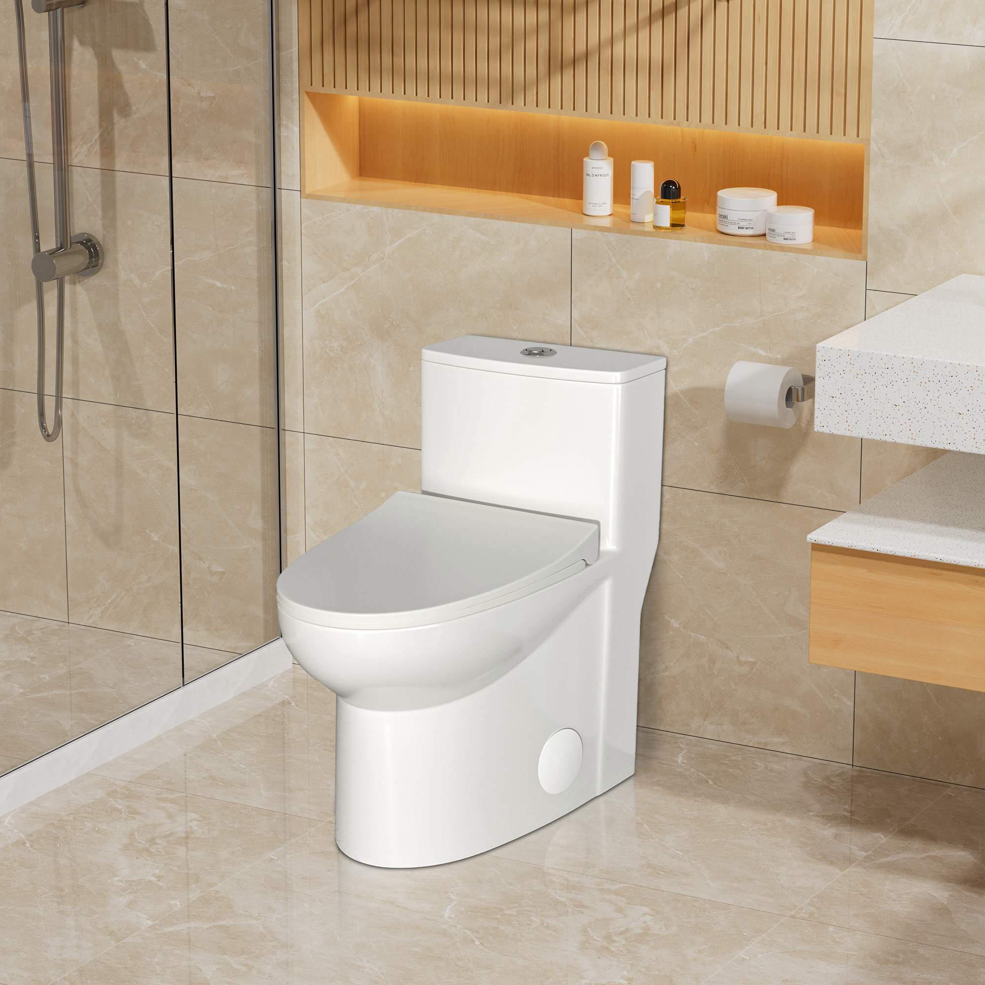 Dual Flush One-Piece Toilet 1.6/1.1 GPF with Soft Closing Seat