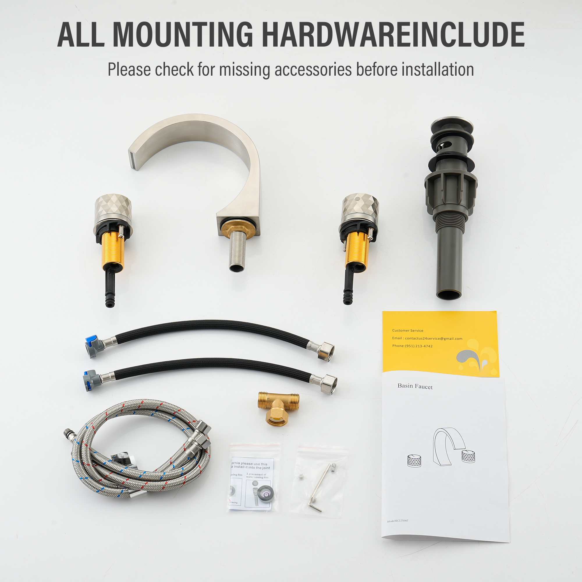 Modern Design 2-Handle Centerset Bathroom Faucet with Pop-up Drain