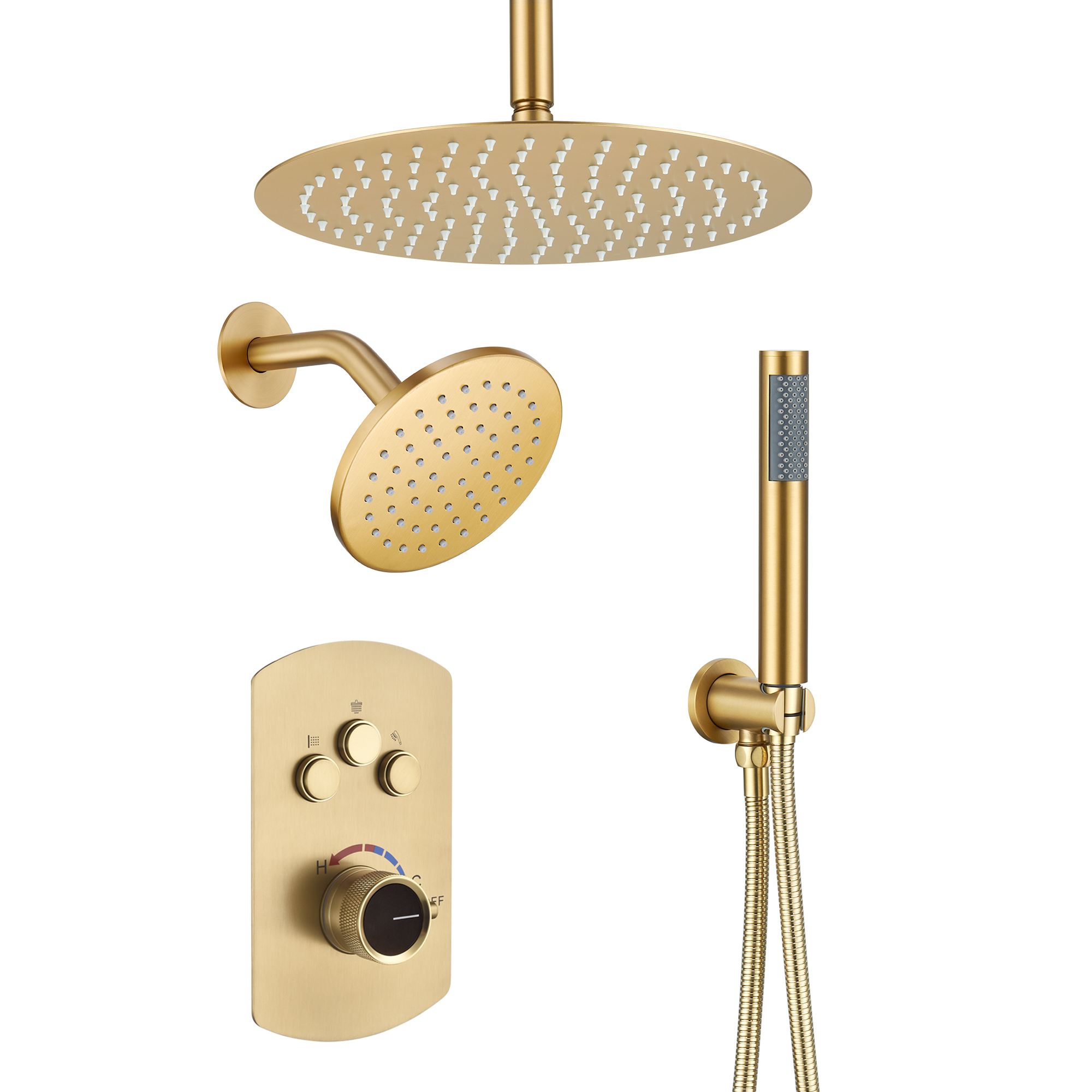 3-Function Shower System with Dual Showerheads and Balancing Valve
